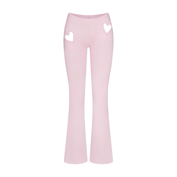 COTTON JERSEY HEART FLARE LEGGING | CHERRY BLOSSOM FLAT ON A WHITE BACKGROUND | FLT