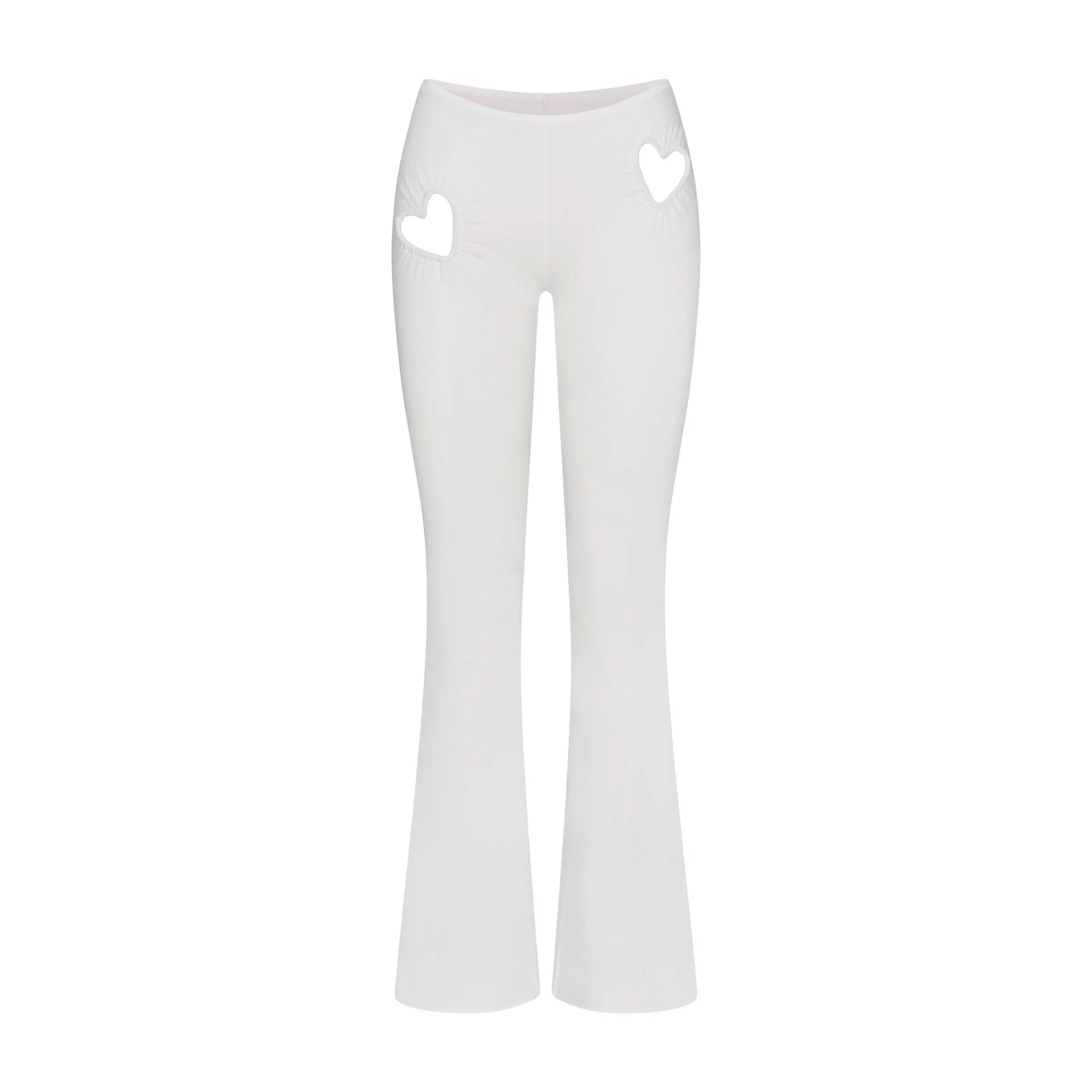 COTTON JERSEY HEART FLARE LEGGING | SNOW FLAT ON A WHITE BACKGROUND | FLT