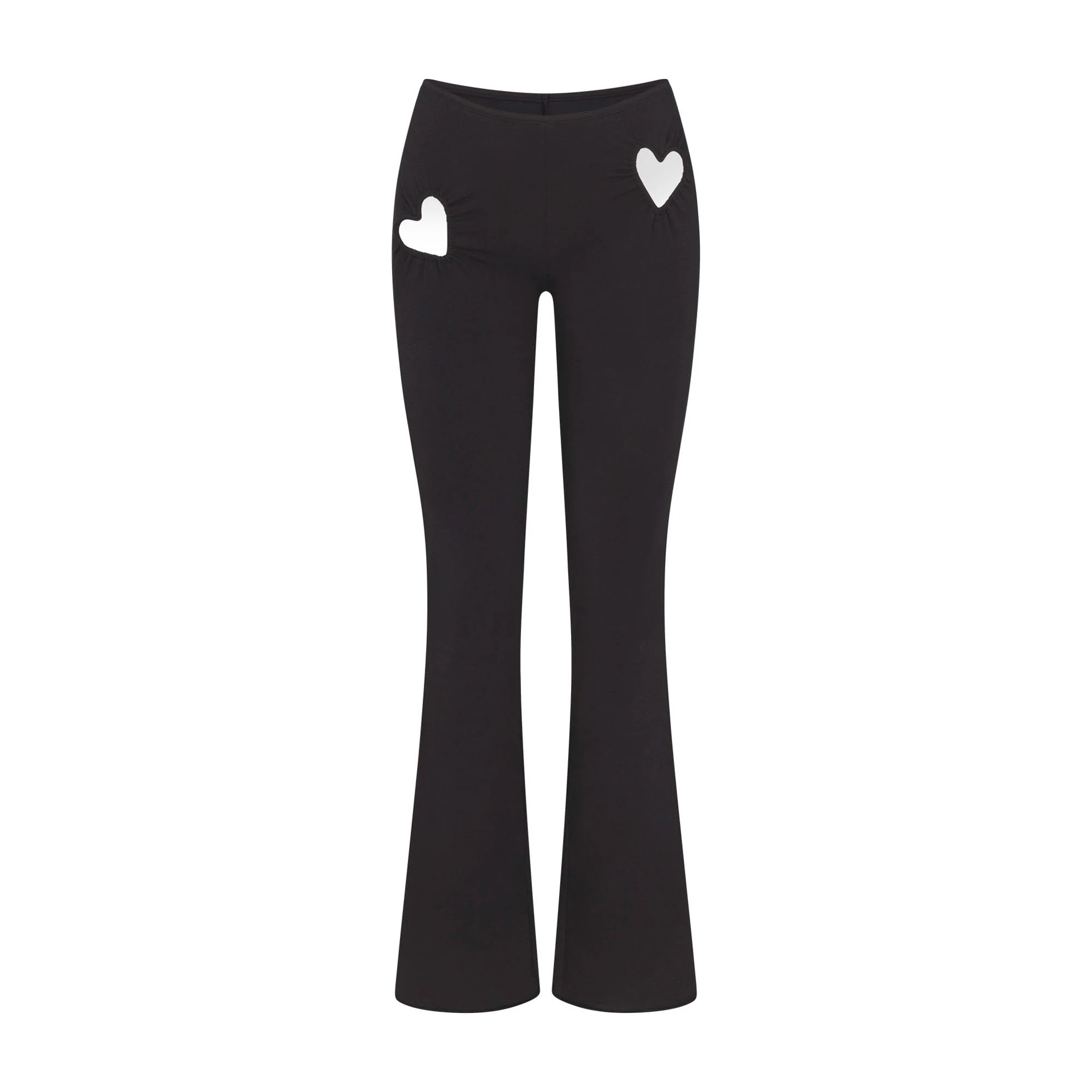 COTTON JERSEY HEART FLARE LEGGING | SOOT FLAT ON A WHITE BACKGROUND | FLT