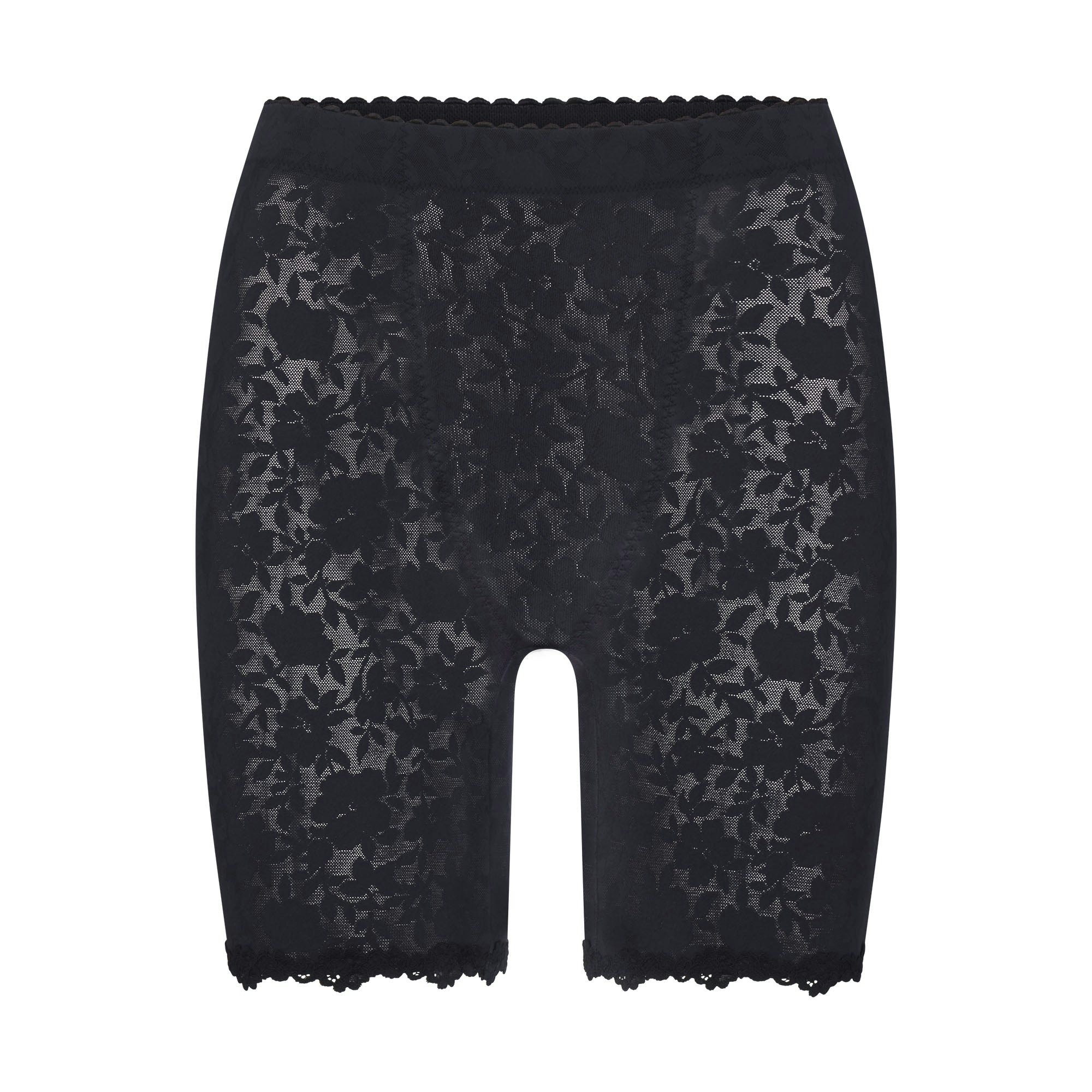 LACE SHAPEWEAR SHORT | ONYX FLAT ON A WHITE BACKGROUND | FLT