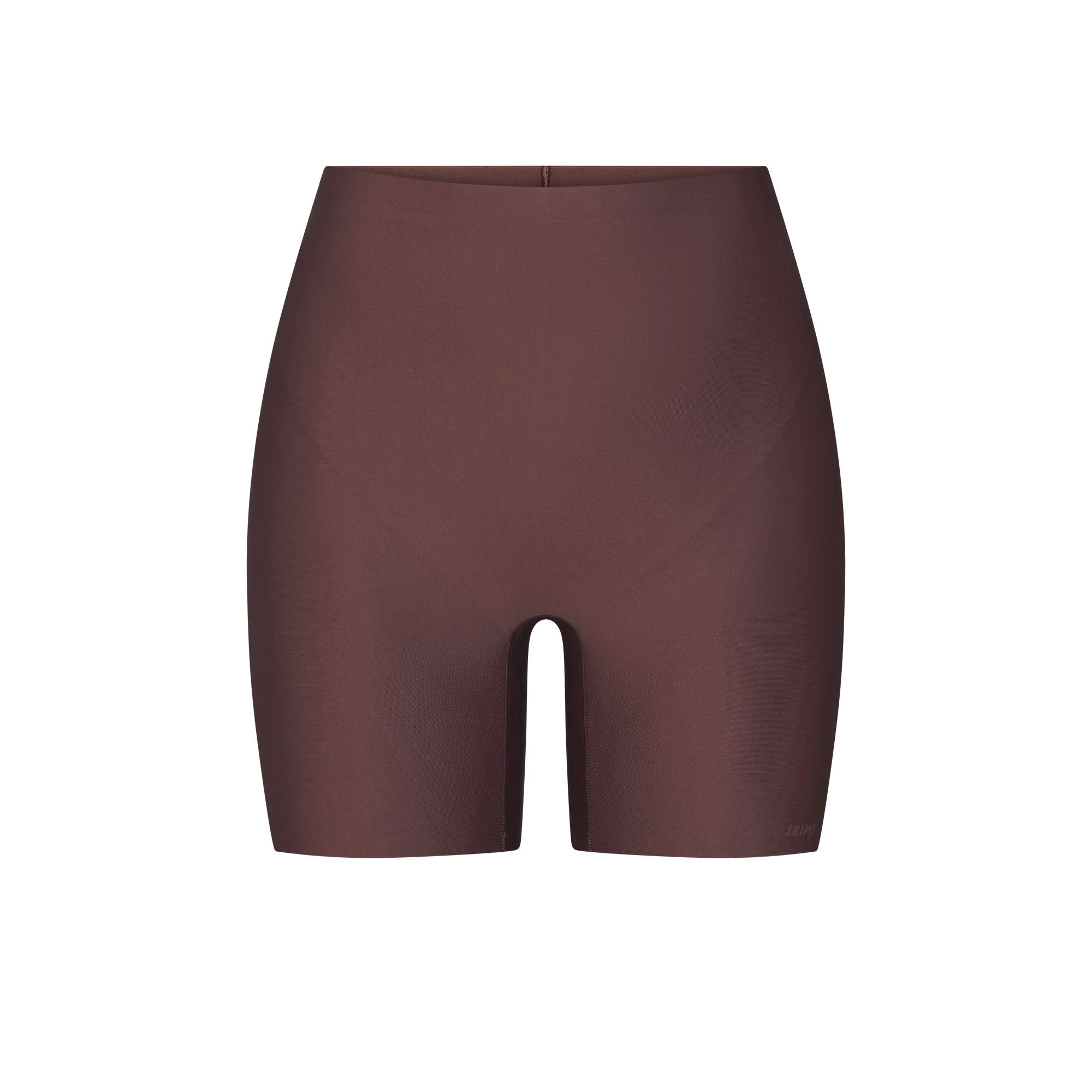 SKIMS BODY CORE SCULPT SHORTIE | COCOA FLAT ON A WHITE BACKGROUND | FLT
