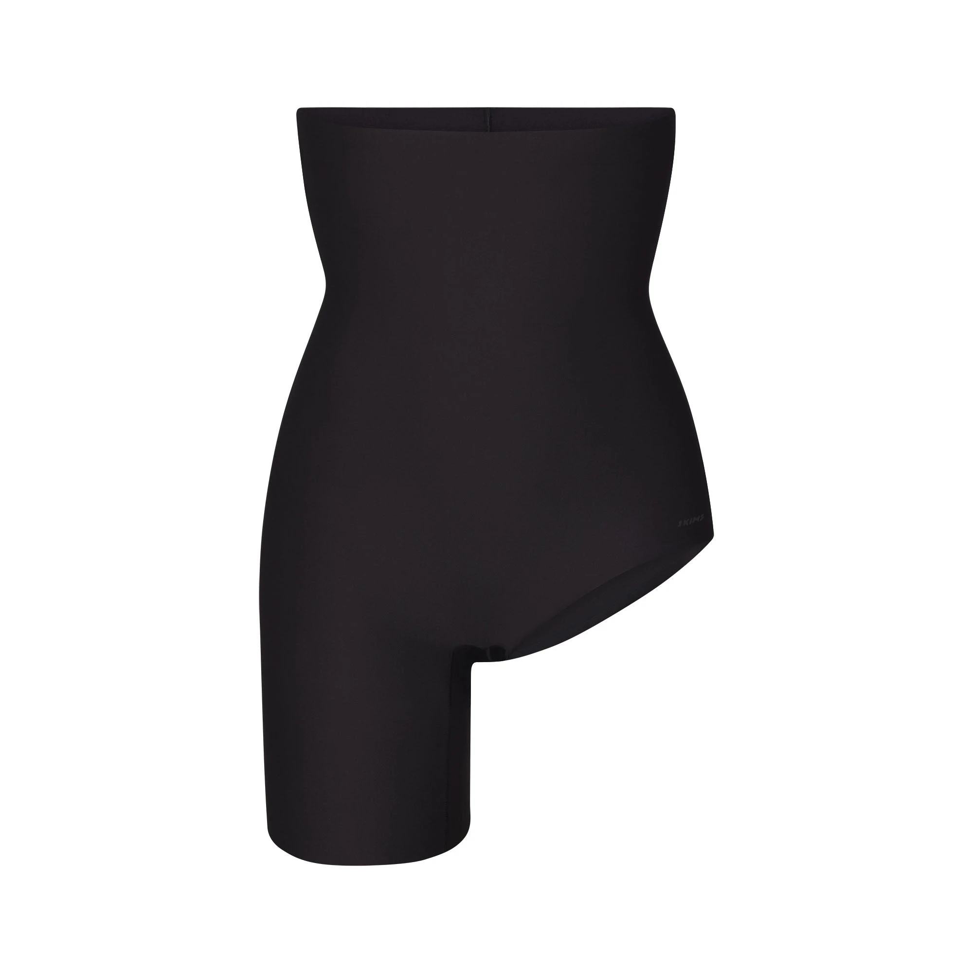 SKIMS BODY LEFT LEG SOLUTION SHORT | ONYX FLAT ON A WHITE BACKGROUND | FLT