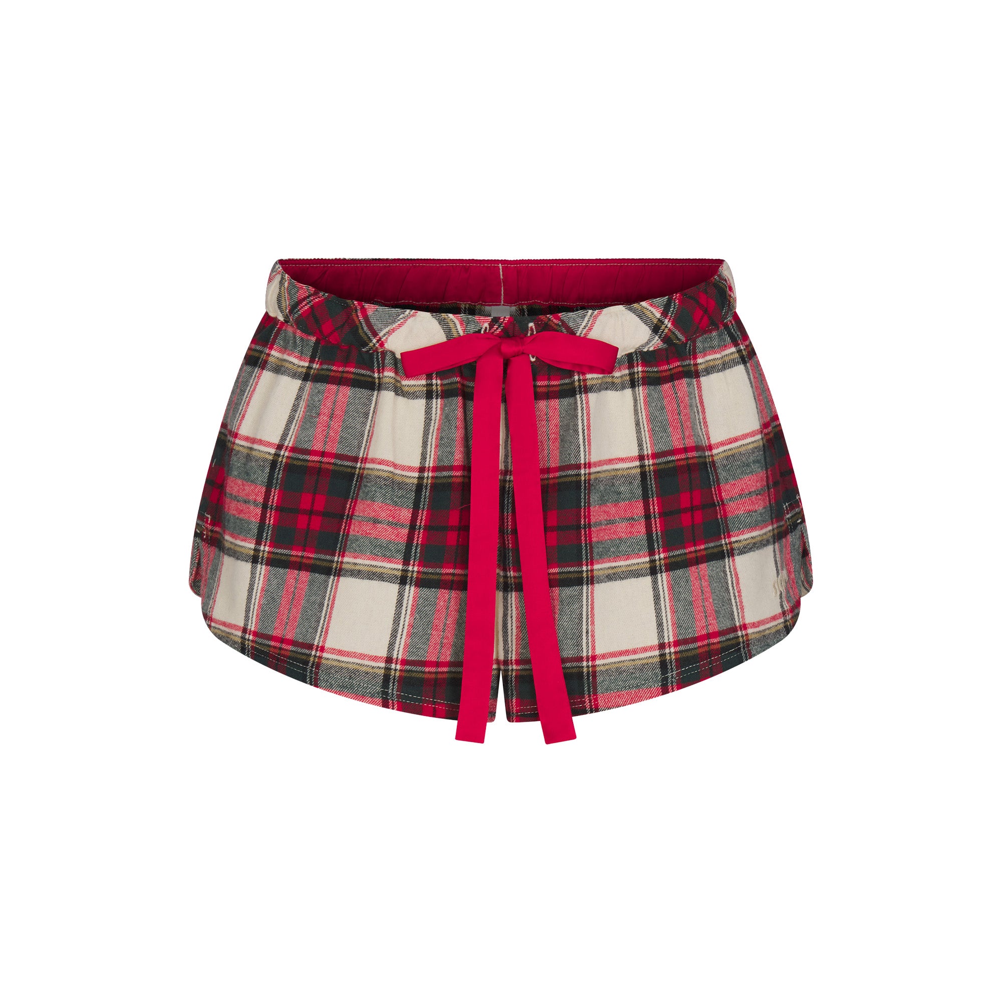 FLANNEL SLEEP DRAWSTRING SHORT | BUFF MONTGOMERY CHECK ON A MODEL FRONT VIEW @ | FOCUS: 0.0, 1.0, 0.9