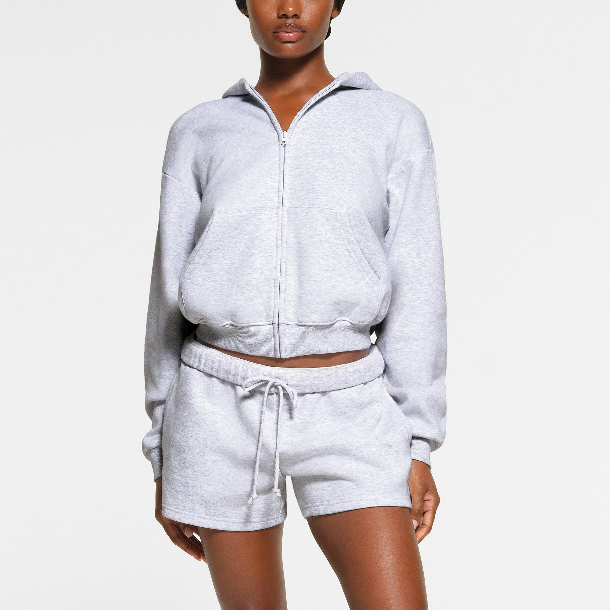 COTTON FLEECE CLASSIC SHORT WORN BY A MODEL IN FRONT VIEW