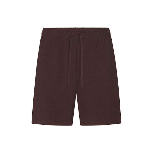 JERSEY LOUNGE MENS RELAXED SHORT | ESPRESSO (MENS SHORTS, MENS BOTTOMS) LAYS FLAT ON A WHITE BACKGROUND