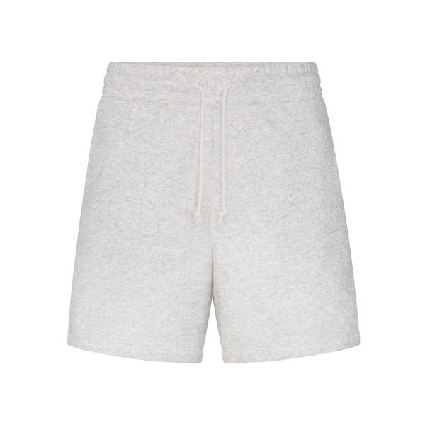 FLEECE LOUNGE MENS RELAXED SHORT | LIGHT HEATHER GREY (MENS SHORTS, MENS BOTTOMS) LAYS FLAT ON A WHITE BACKGROUND | FLT