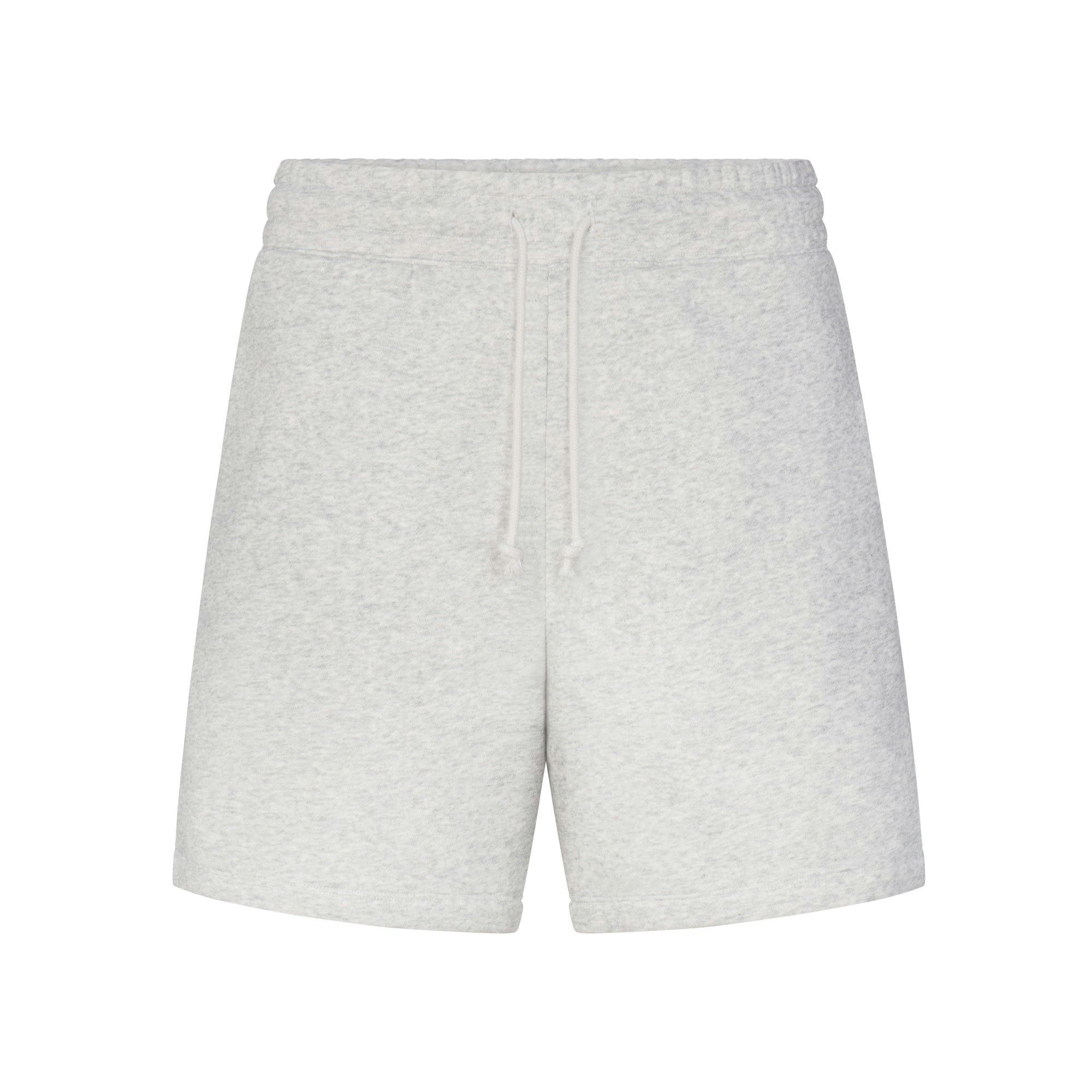 FLEECE LOUNGE MENS RELAXED SHORT | LIGHT HEATHER GREY (MENS SHORTS, MENS BOTTOMS) LAYS FLAT ON A WHITE BACKGROUND | FLT