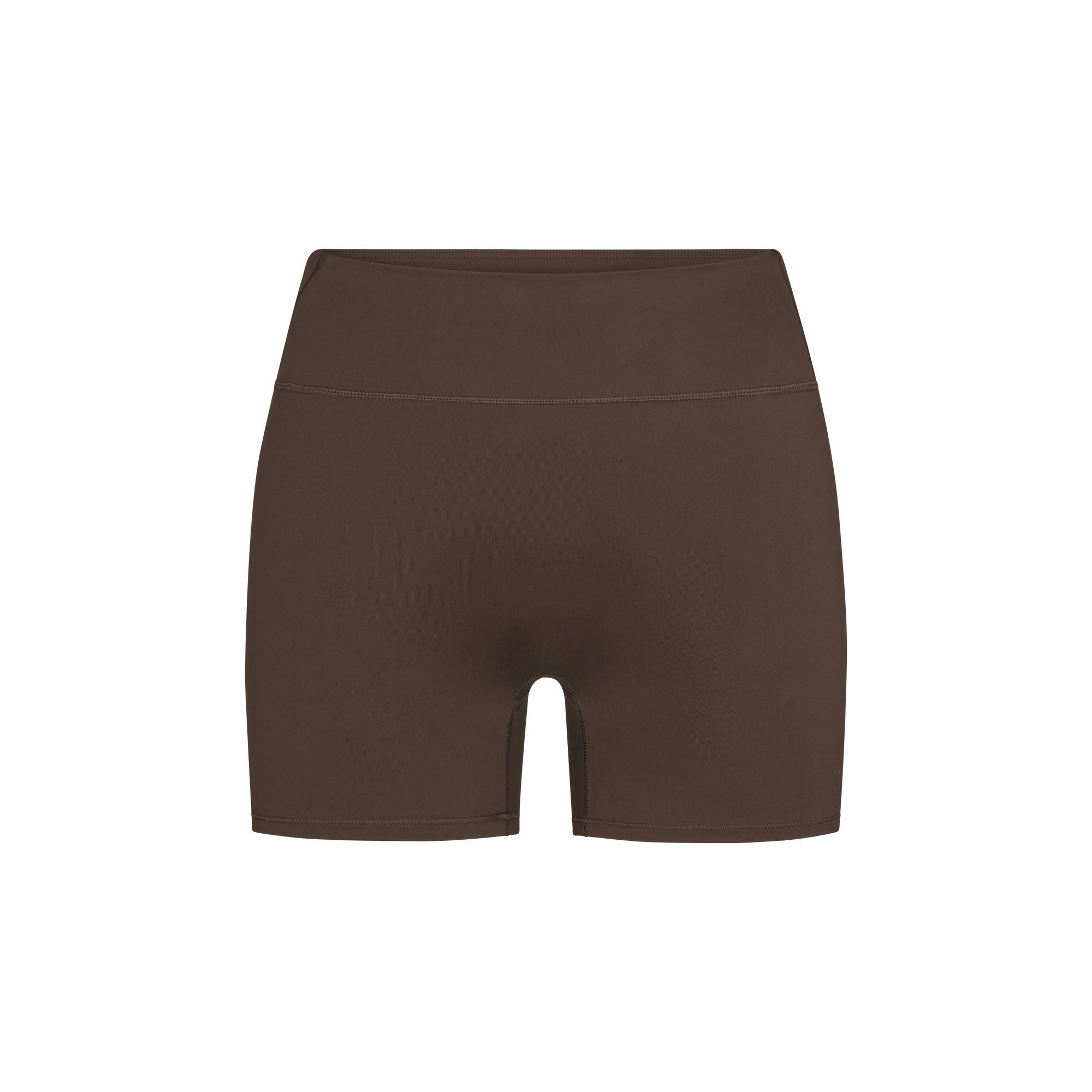 NikeSKIMS MATTE 3" SHORT | DARK SEPIA FLAT ON A WHITE BACKGROUND | FLT