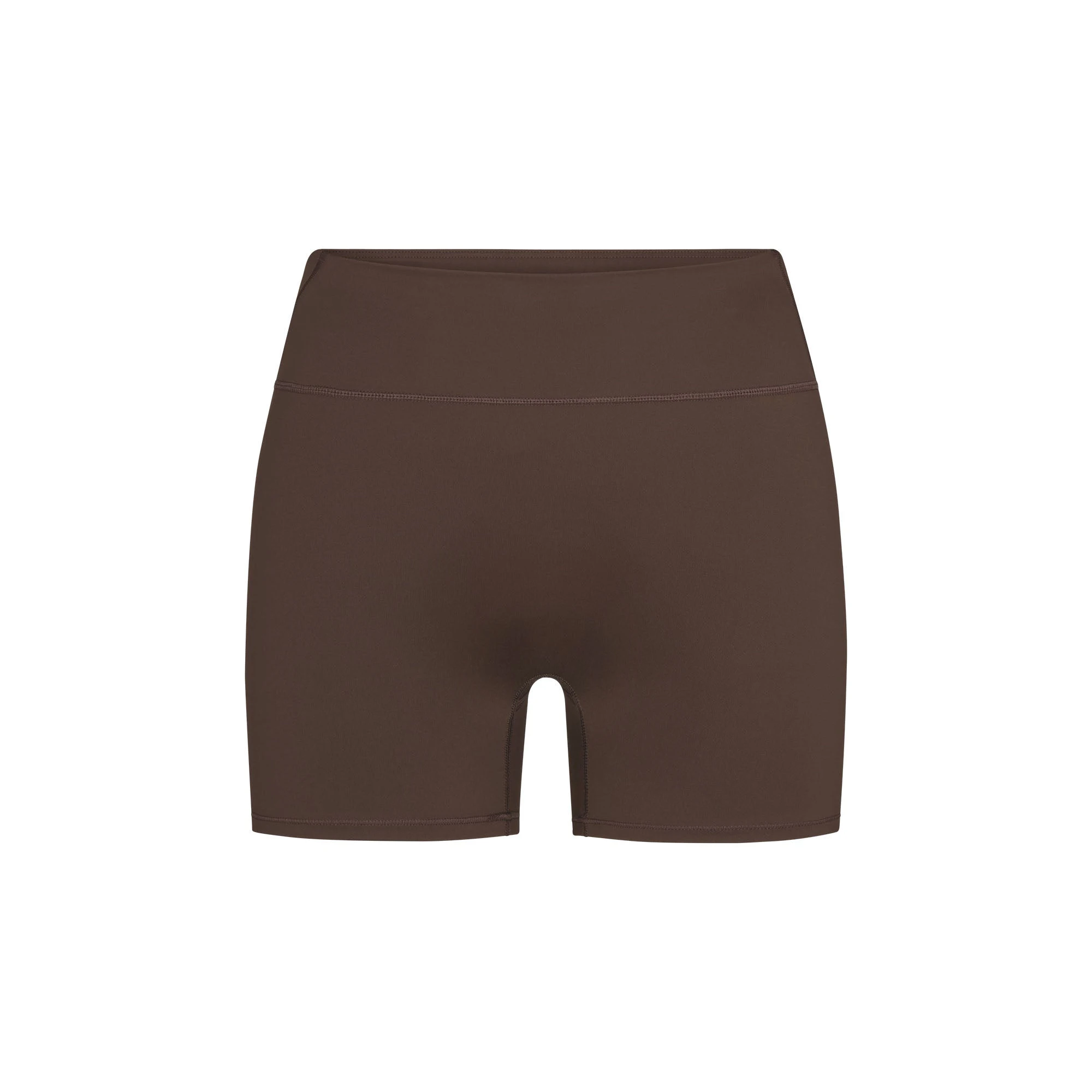 NikeSKIMS MATTE 3" SHORT | DARK SEPIA FLAT ON A WHITE BACKGROUND | FLT