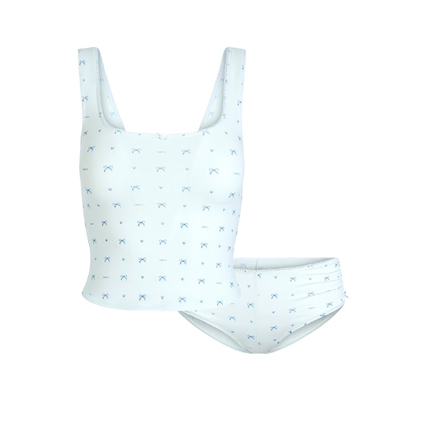 FITS EVERYBODY PICOT TANK AND HIPSTER SET | CLOUD BOW PRINT FLAT ON A WHITE BACKGROUND | FLT