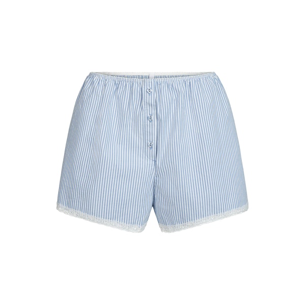 COTTON POPLIN SLEEP SHORT | CADET STRIPE FLAT ON A WHITE BACKGROUND | FLT