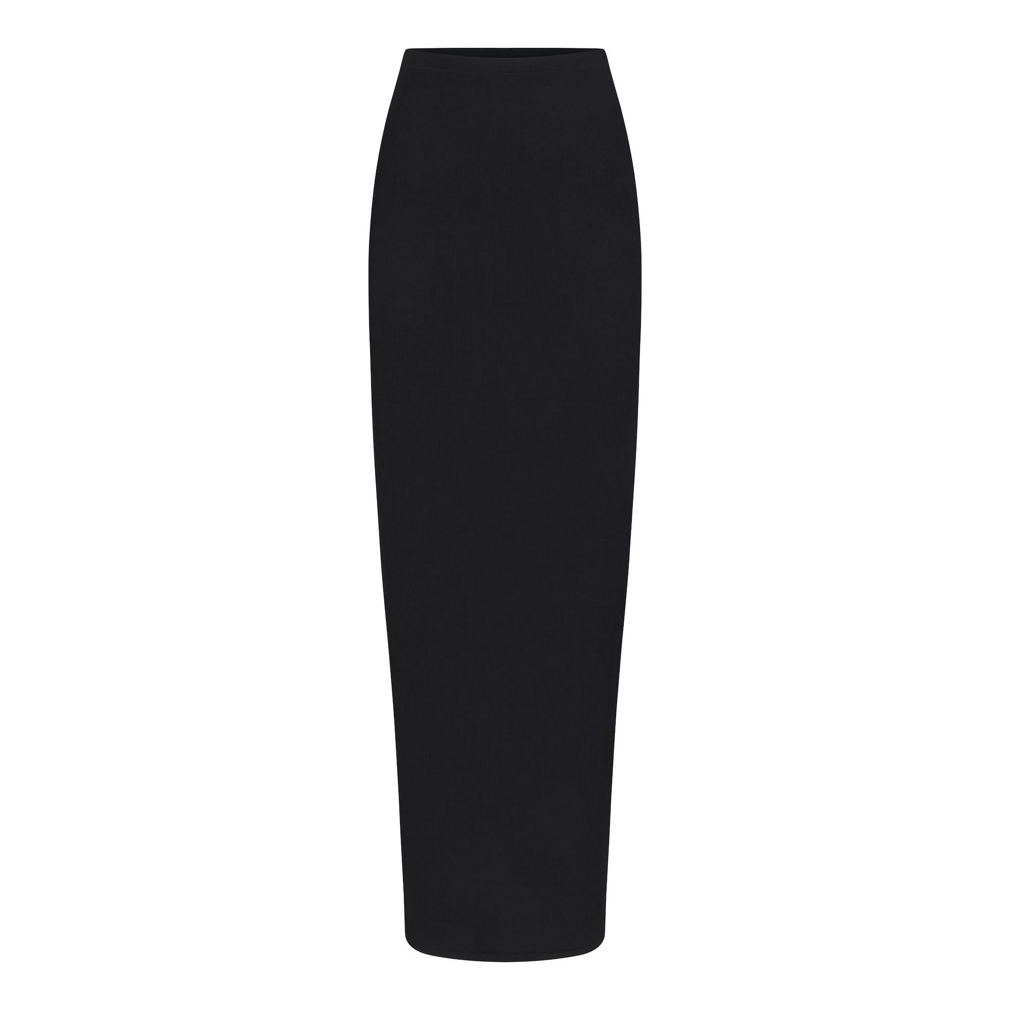 SOFT LOUNGE LONG SKIRT | ONYX (SKIRTS, BOTTOMS) LAYS FLAT ON A WHITE BACKGROUND | FLT