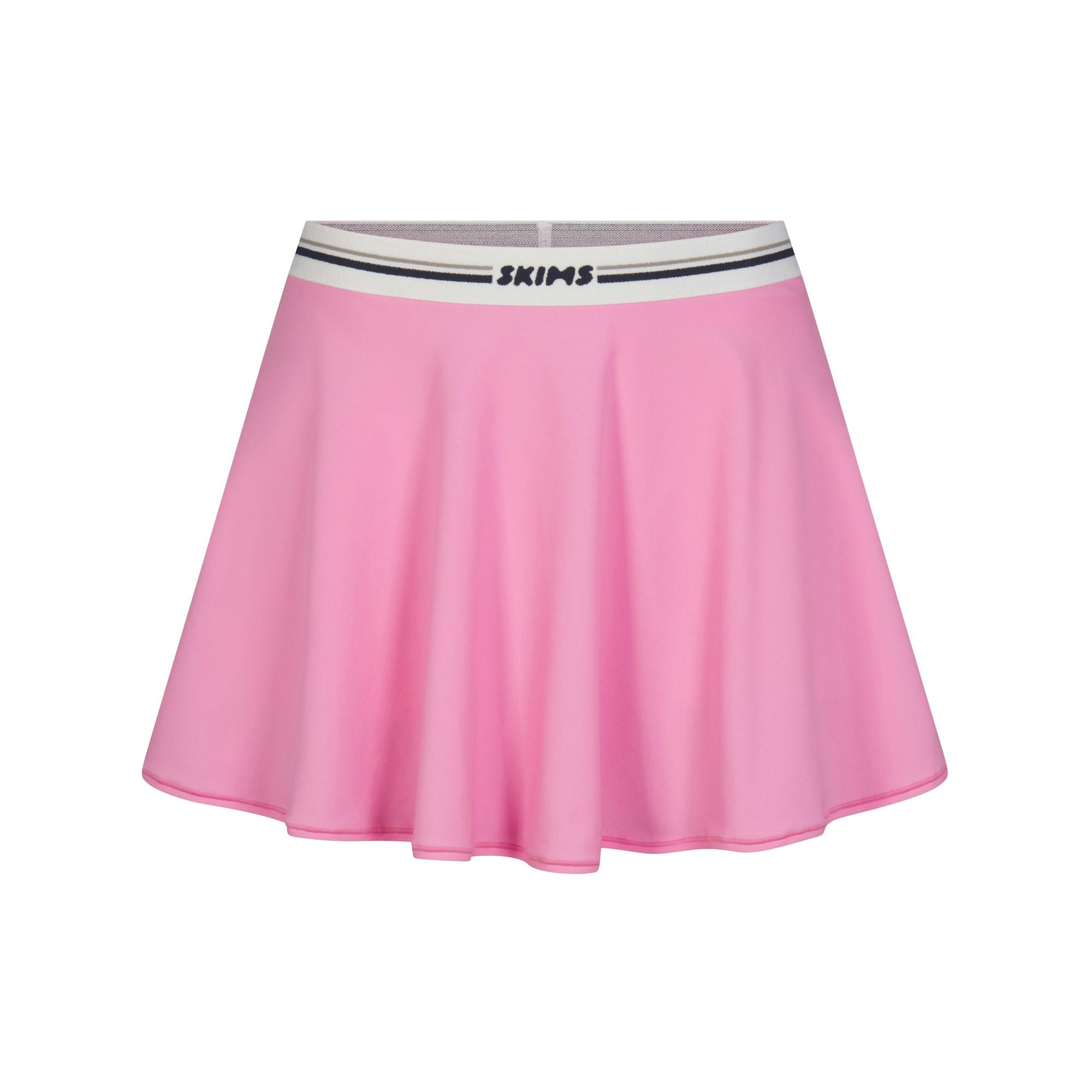 FITS EVERYBODY LOGO SKORT | SUGAR PINK (SKIRTS, BOTTOMS) LAYS FLAT ON A WHITE BACKGROUND | FLT
