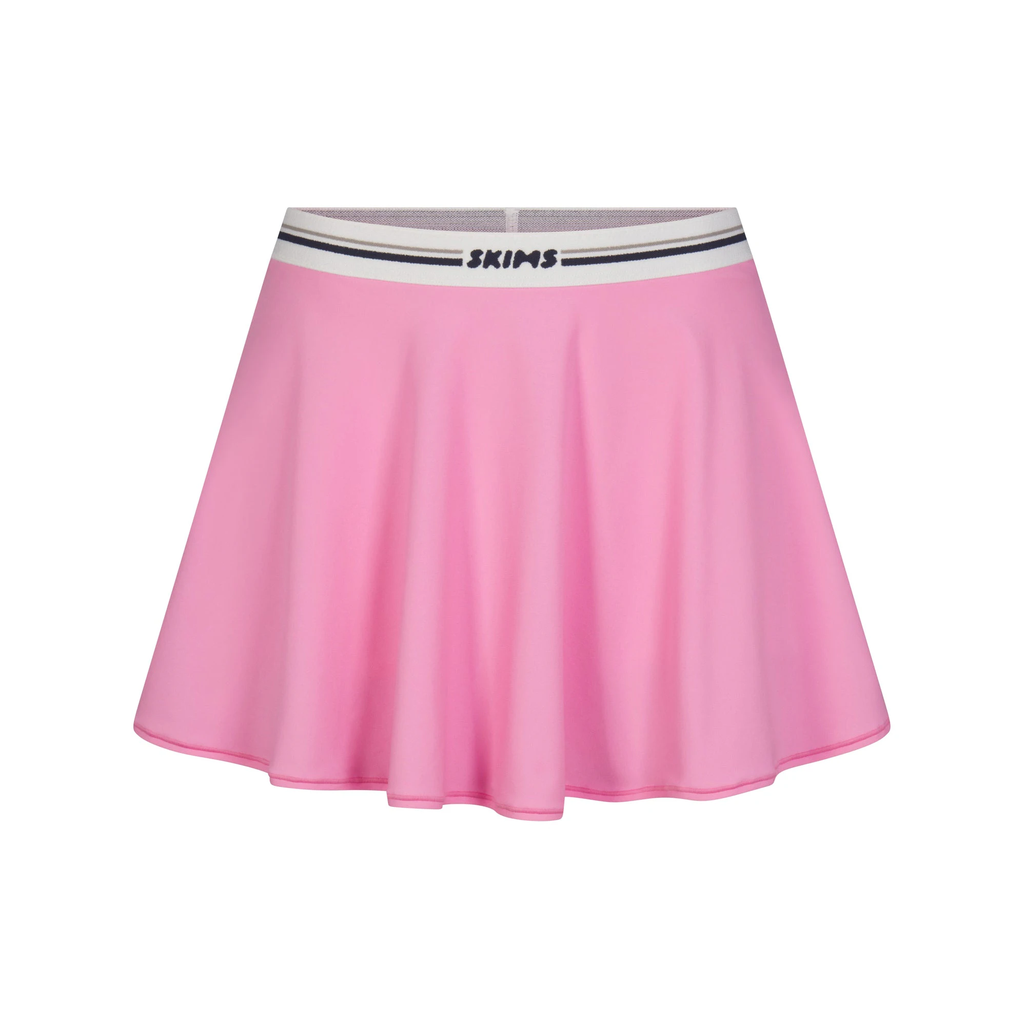 FITS EVERYBODY LOGO SKORT | SUGAR PINK (SKIRTS, BOTTOMS) LAYS FLAT ON A WHITE BACKGROUND | FLT