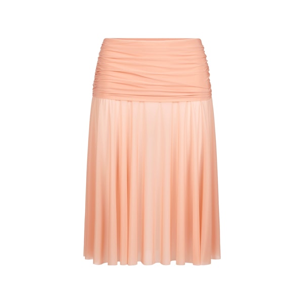 MILKY SHEER MIDI SKIRT | DESERT CLAY FLAT ON A WHITE BACKGROUND | FLT
