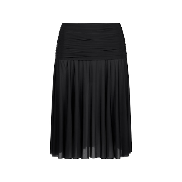 MILKY SHEER MIDI SKIRT | OBSIDIAN FLAT ON A WHITE BACKGROUND | FLT