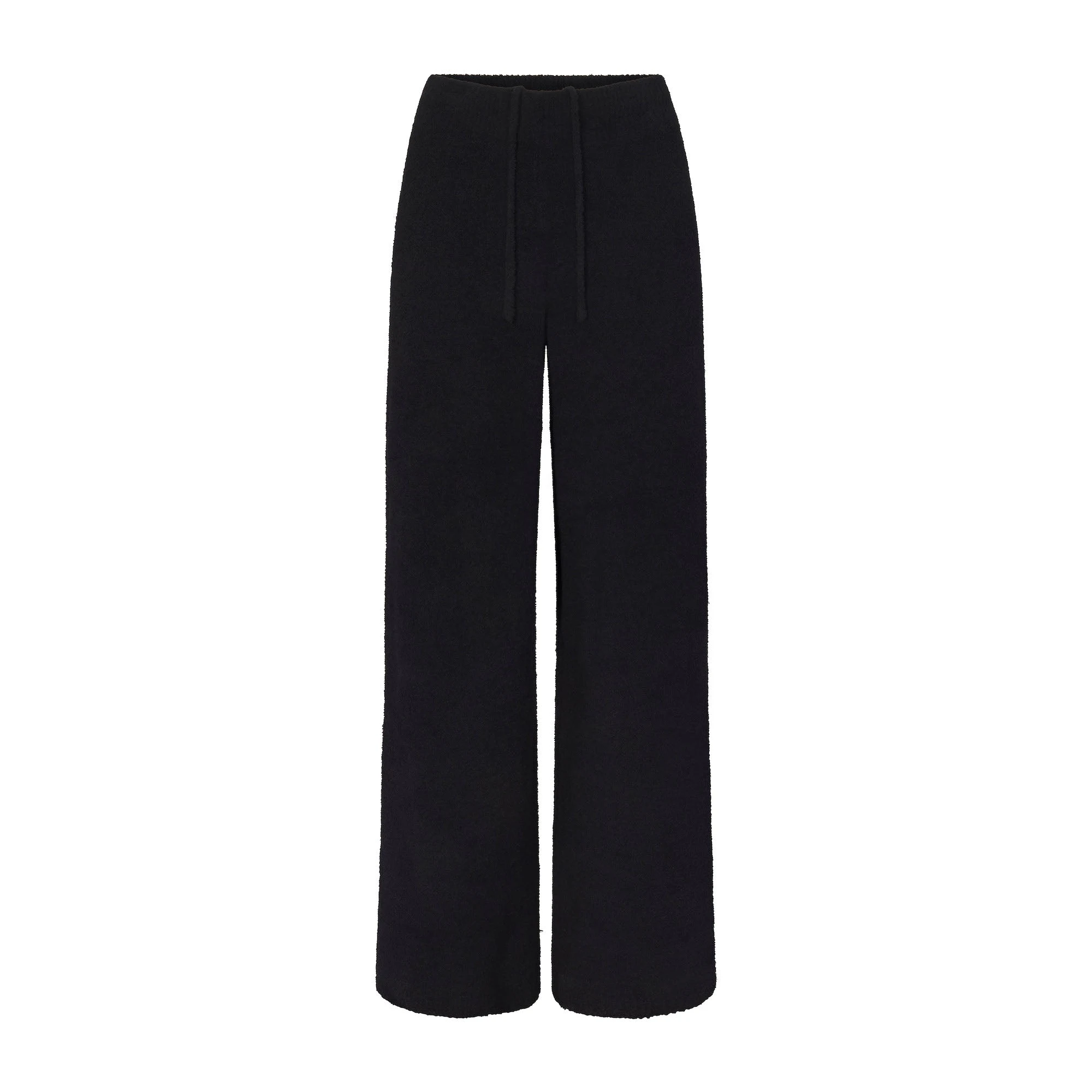 COZY KNIT STRAIGHT LEG PANT | ONYX (PANTS, BOTTOMS) LAYS FLAT ON A WHITE BACKGROUND | FLT
