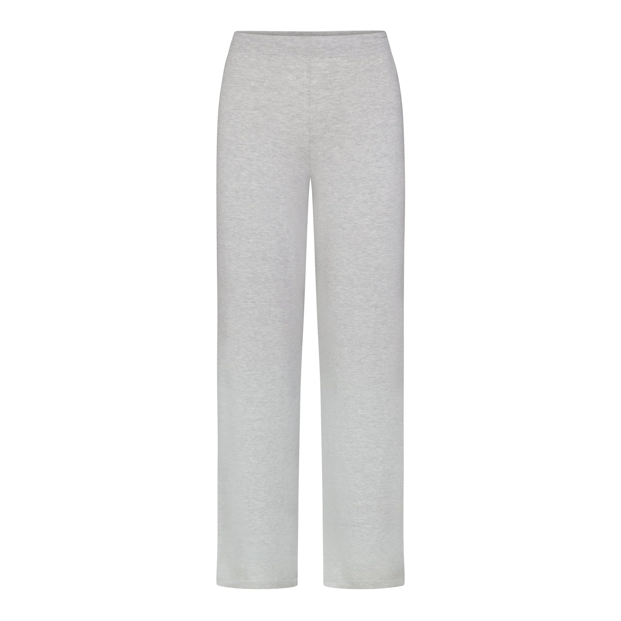 SKIMS SLEEP STRAIGHT LEG PANT | LIGHT HEATHER GREY (PANTS, BOTTOMS) LAYS FLAT ON A WHITE BACKGROUND | FLT
