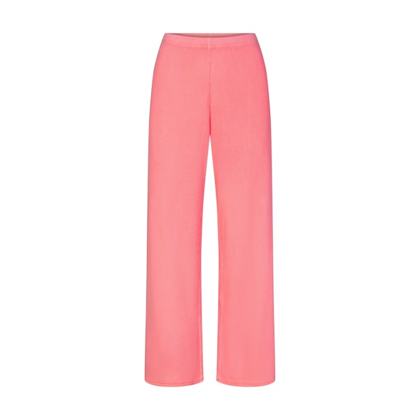 WAFFLE STRAIGHT LEG PANT | CORAL (PANTS, BOTTOMS) LAYS FLAT ON A WHITE BACKGROUND