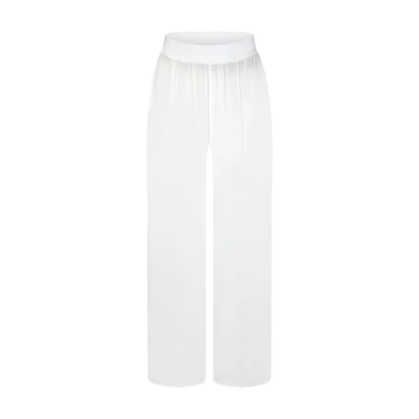 SKIMS ROMANCE SMOCKED PANT | SNOW (PANTS, BOTTOMS) LAYS FLAT ON A WHITE BACKGROUND | FLT