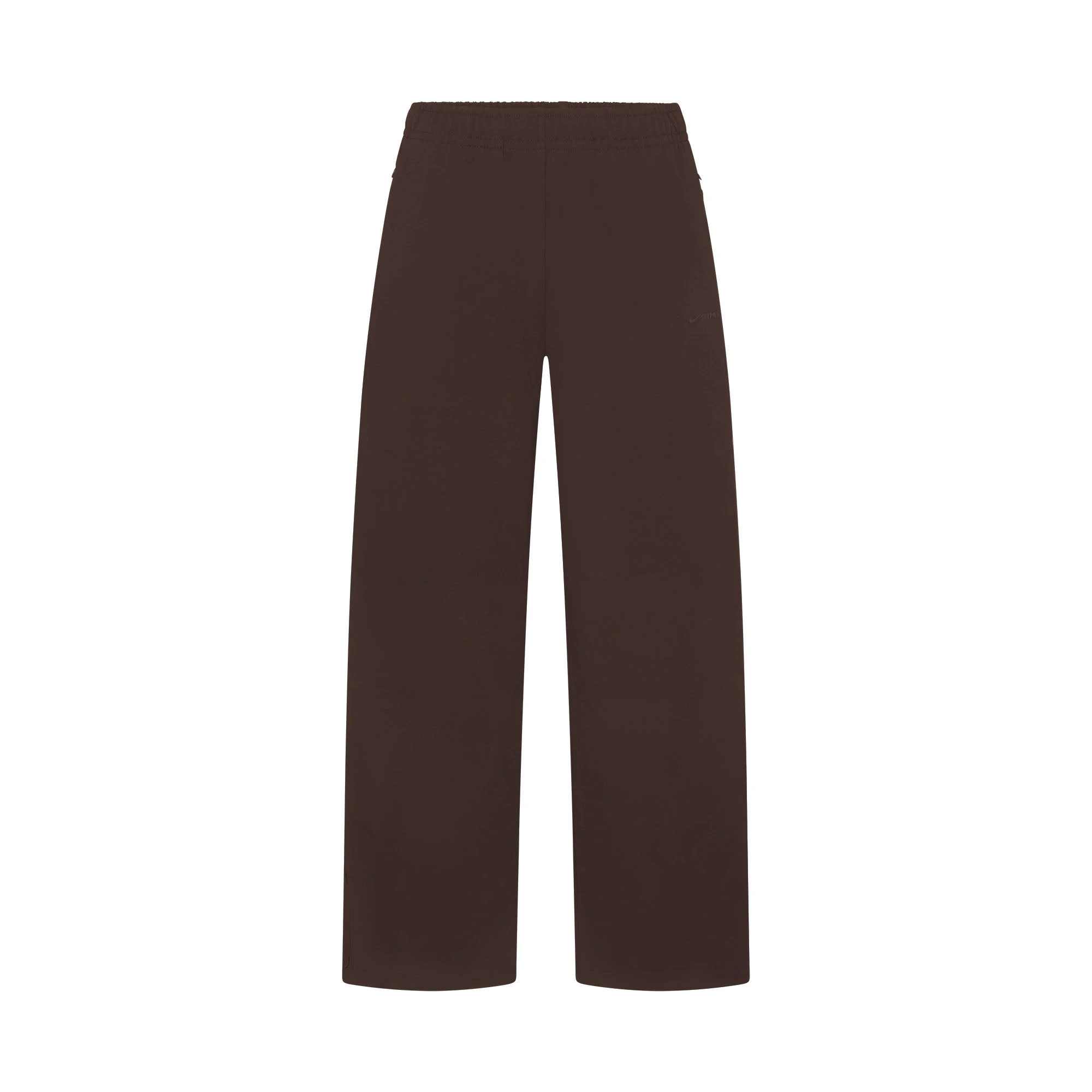 NikeSKIMS MATTE TRICOT SIDE SNAPS PANT | DARK ROAST FLAT ON A WHITE BACKGROUND | FLT