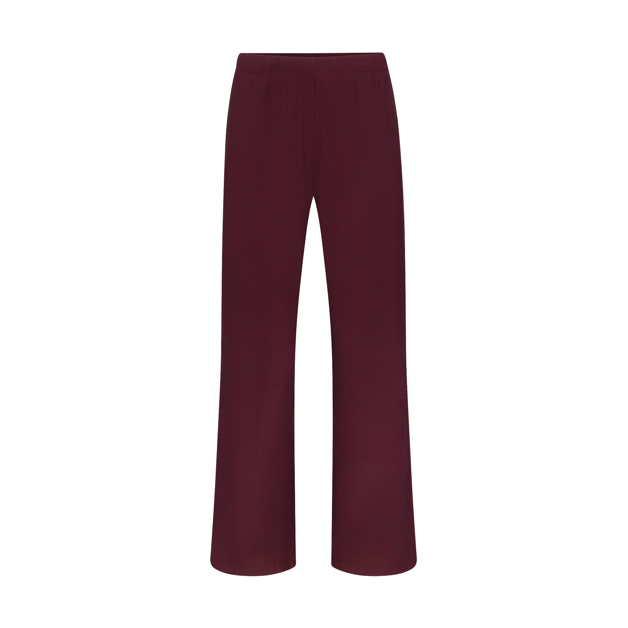 SOFT LOUNGE LOOSE PANT BORDEAUX FLAT ON A WHITE BACKGROUND | FLT | FLT