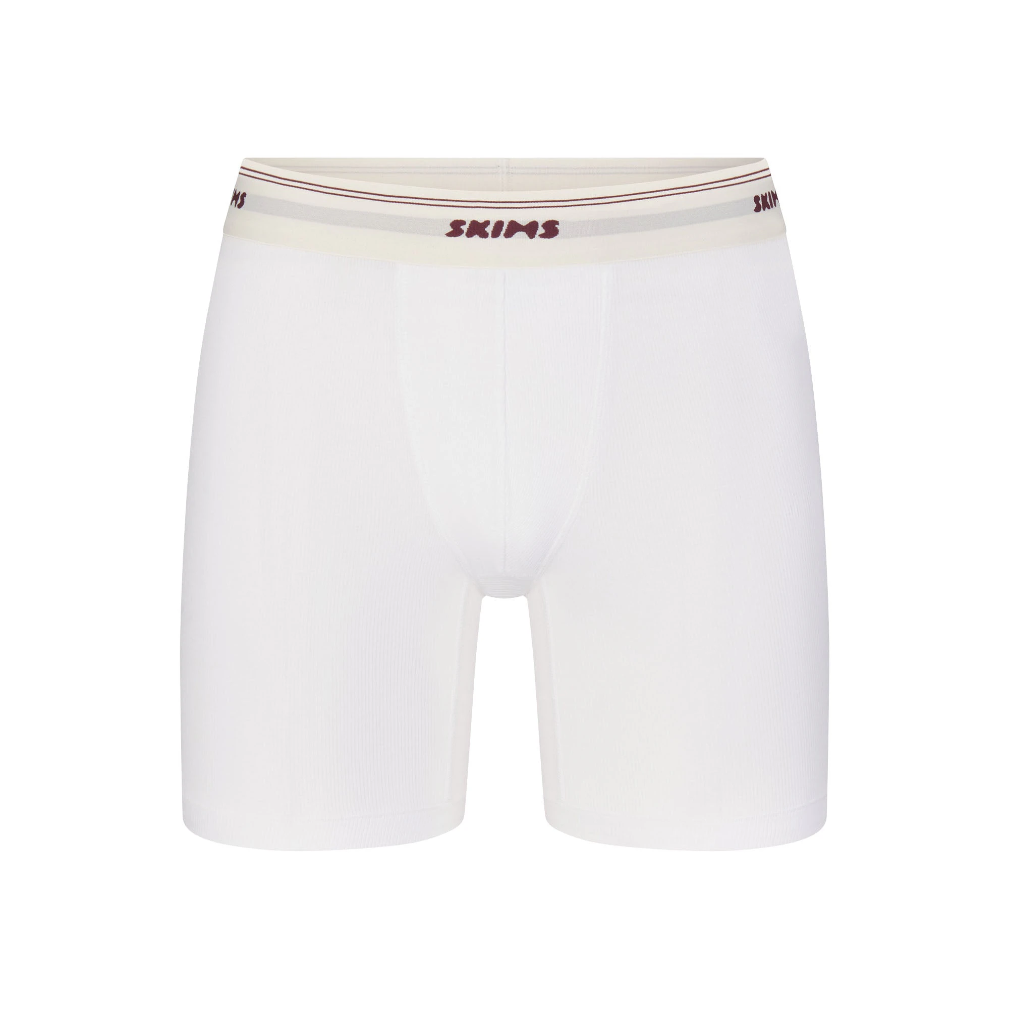 SKIMS COTTON MENS RIB 5 INCH BOXER BRIEF | CHALK FLAT ON A WHITE BACKGROUND | FLT