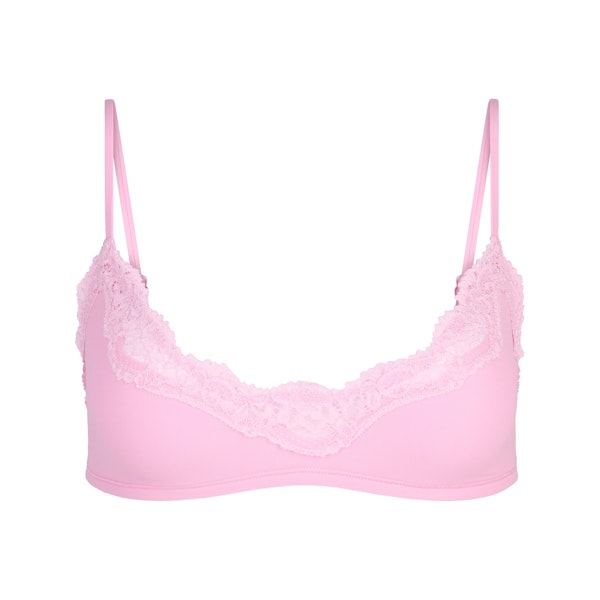 FITS EVERYBODY LACE SCOOP BRALETTE | BUBBLE GUM TONAL FLAT ON A WHITE BACKGROUND | FLT