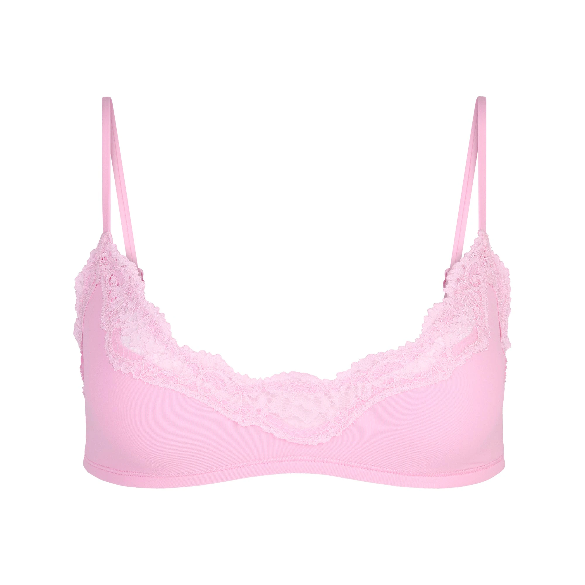 FITS EVERYBODY LACE SCOOP BRALETTE | BUBBLE GUM TONAL FLAT ON A WHITE BACKGROUND | FLT
