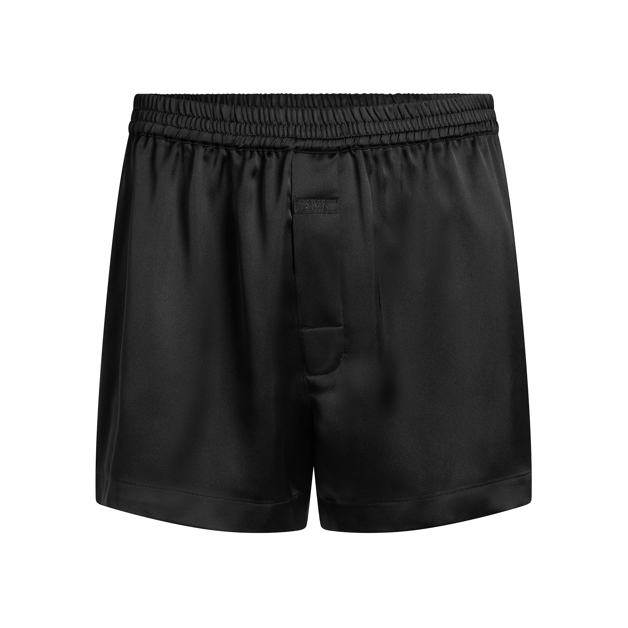 SATEEN SLEEP MENS 3" BOXER SHORT | ONYX FLAT ON A WHITE BACKGROUND | FLT
