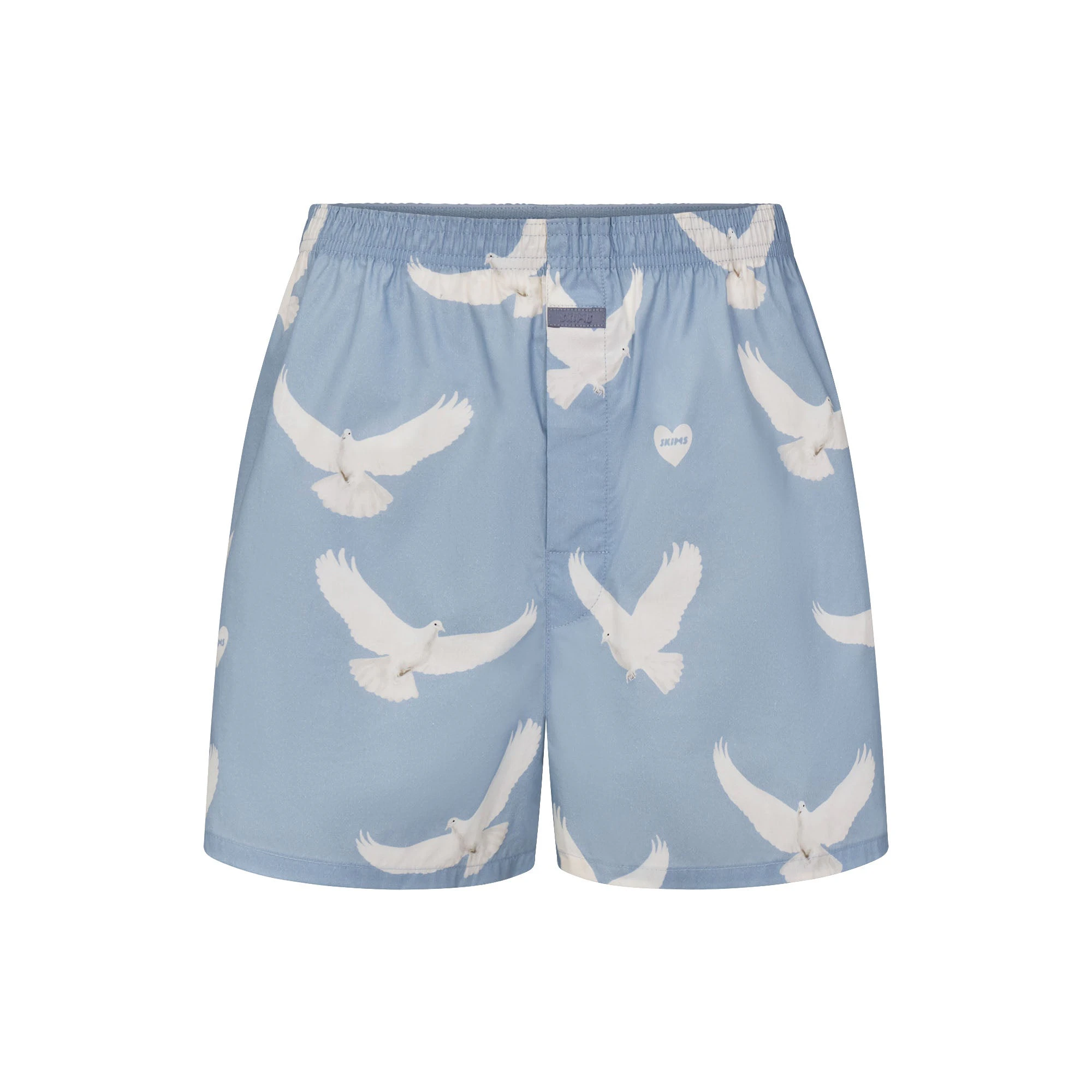 COTTON POPLIN MENS BOXER | AERO TEXTURED DOVE PRINT FLAT ON A WHITE BACKGROUND | FLT