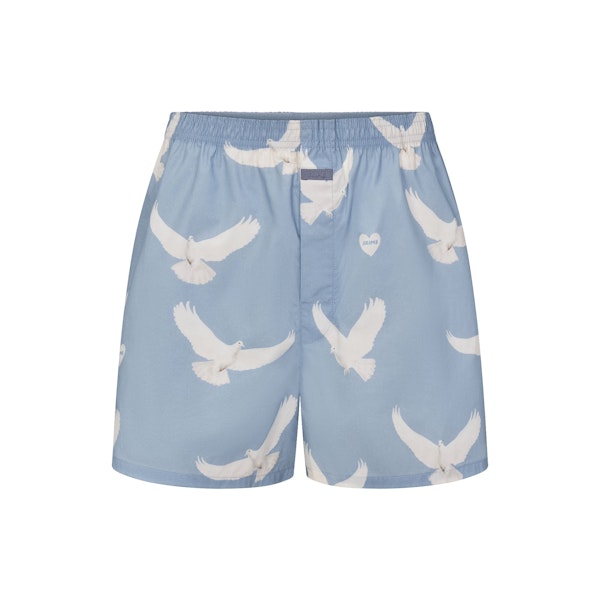 COTTON POPLIN MENS BOXER | AERO TEXTURED DOVE PRINT FLAT ON A WHITE BACKGROUND | FLT