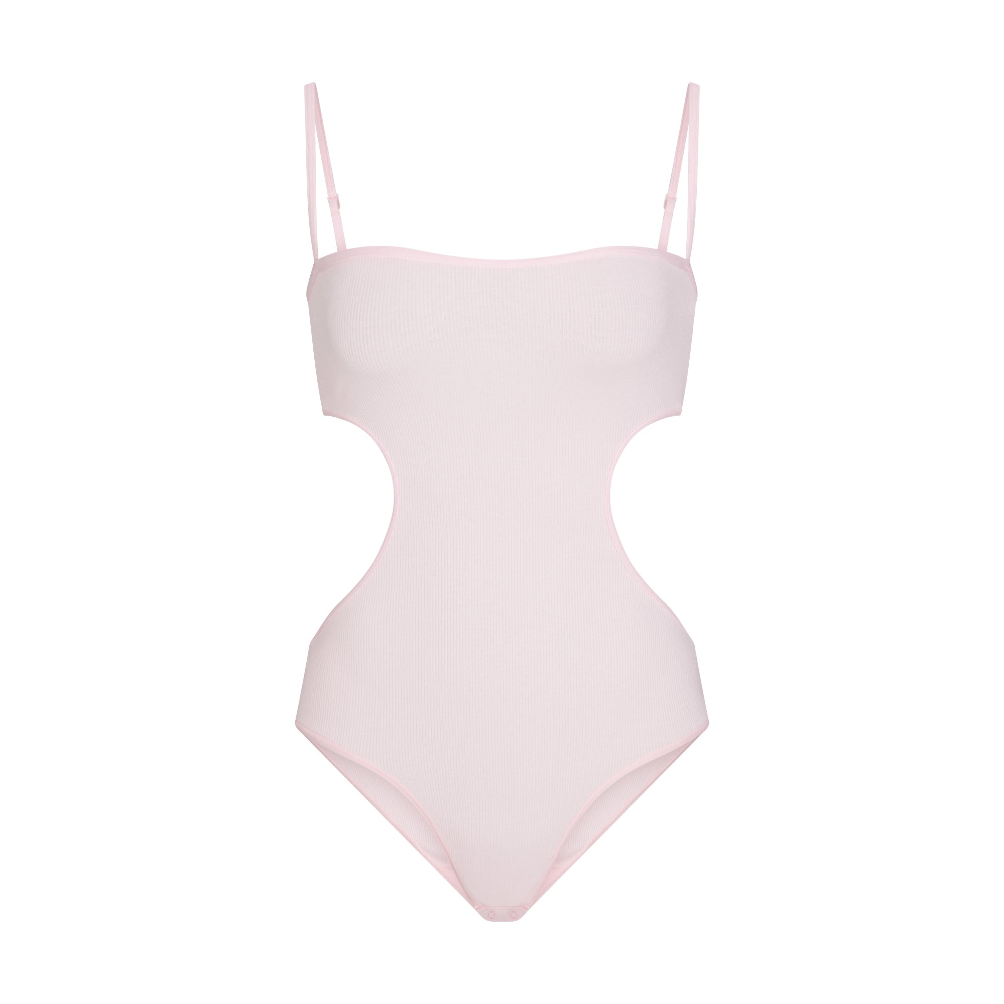 COTTON RIB CUT OUT BODYSUIT | CHERRY BLOSSOM LAYS FLAT ON A WHITE BACKGROUND | FLT