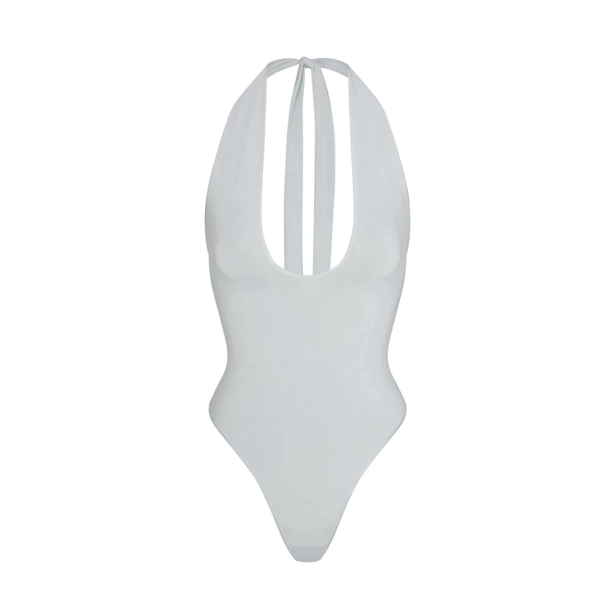 CUPRO JERSEY HALTER BODYSUIT | PEARL FLAT ON A WHITE BACKGROUND | FLT