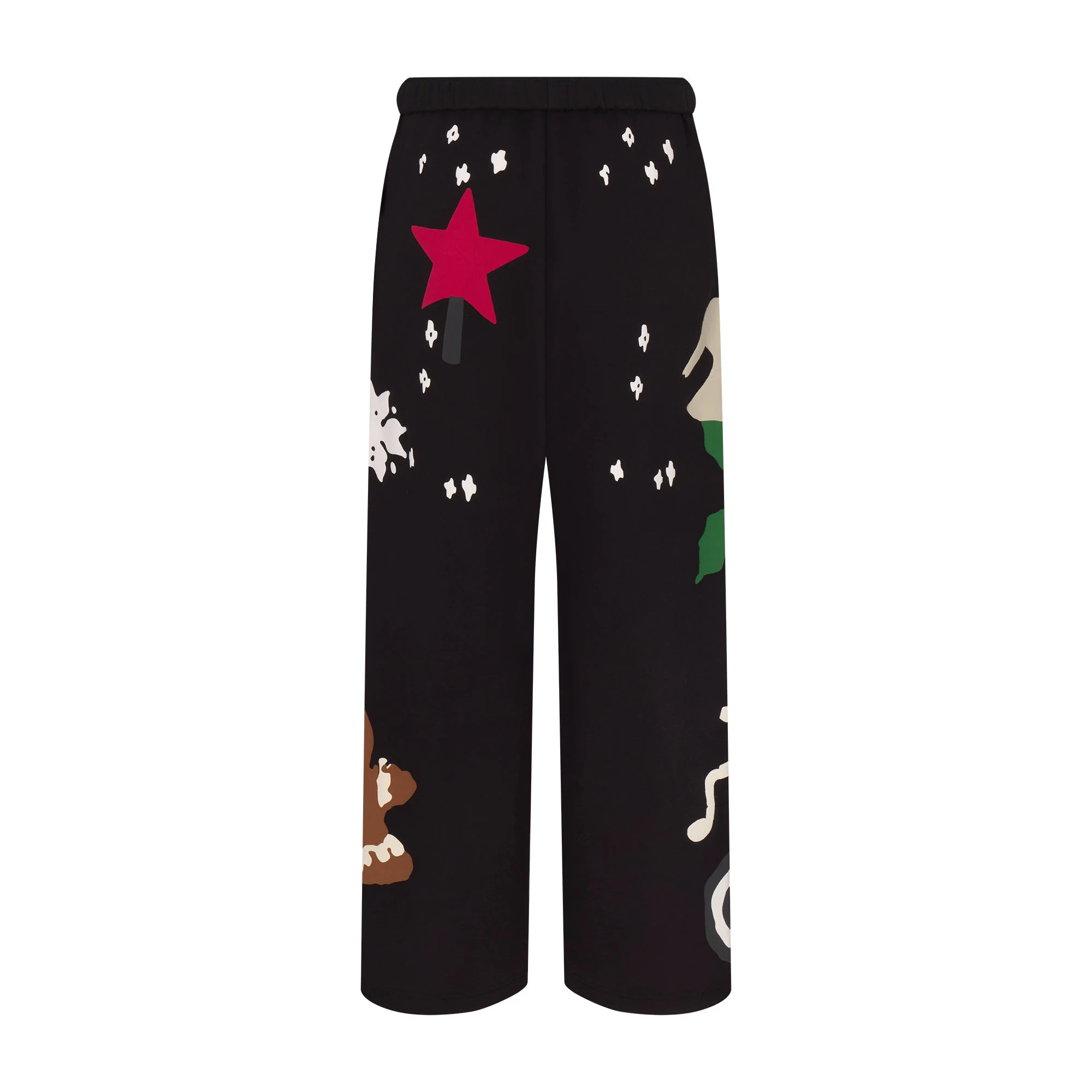 CACTUS PLANT FLEA MARKET X SKIMS COTTON FLEECE STRAIGHT LEG PANT | ONYX GINGERBREAD PRINT FLAT ON A WHITE BACKGROUND
