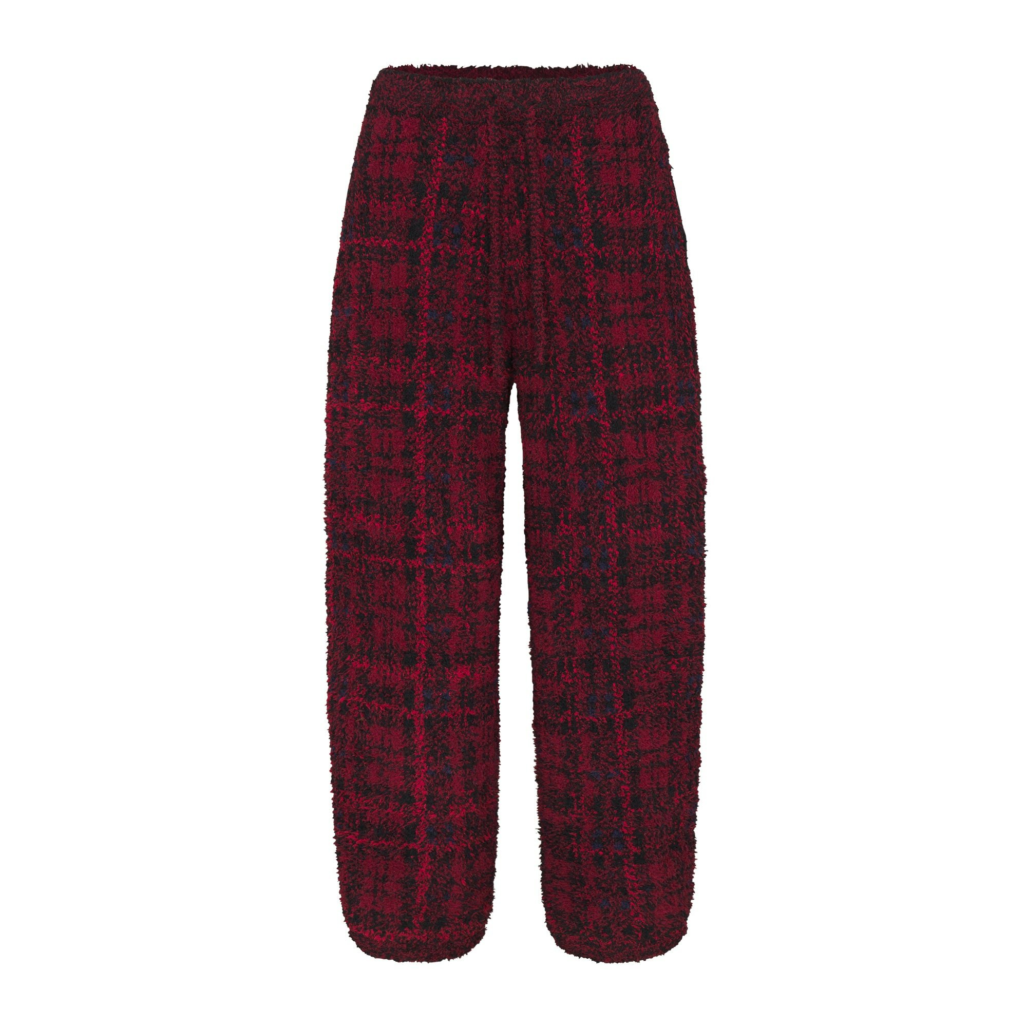 COZY OVERSIZED JOGGER | MERLOT NAVY PLAID FLAT ON A WHITE BACKGROUND | FLT