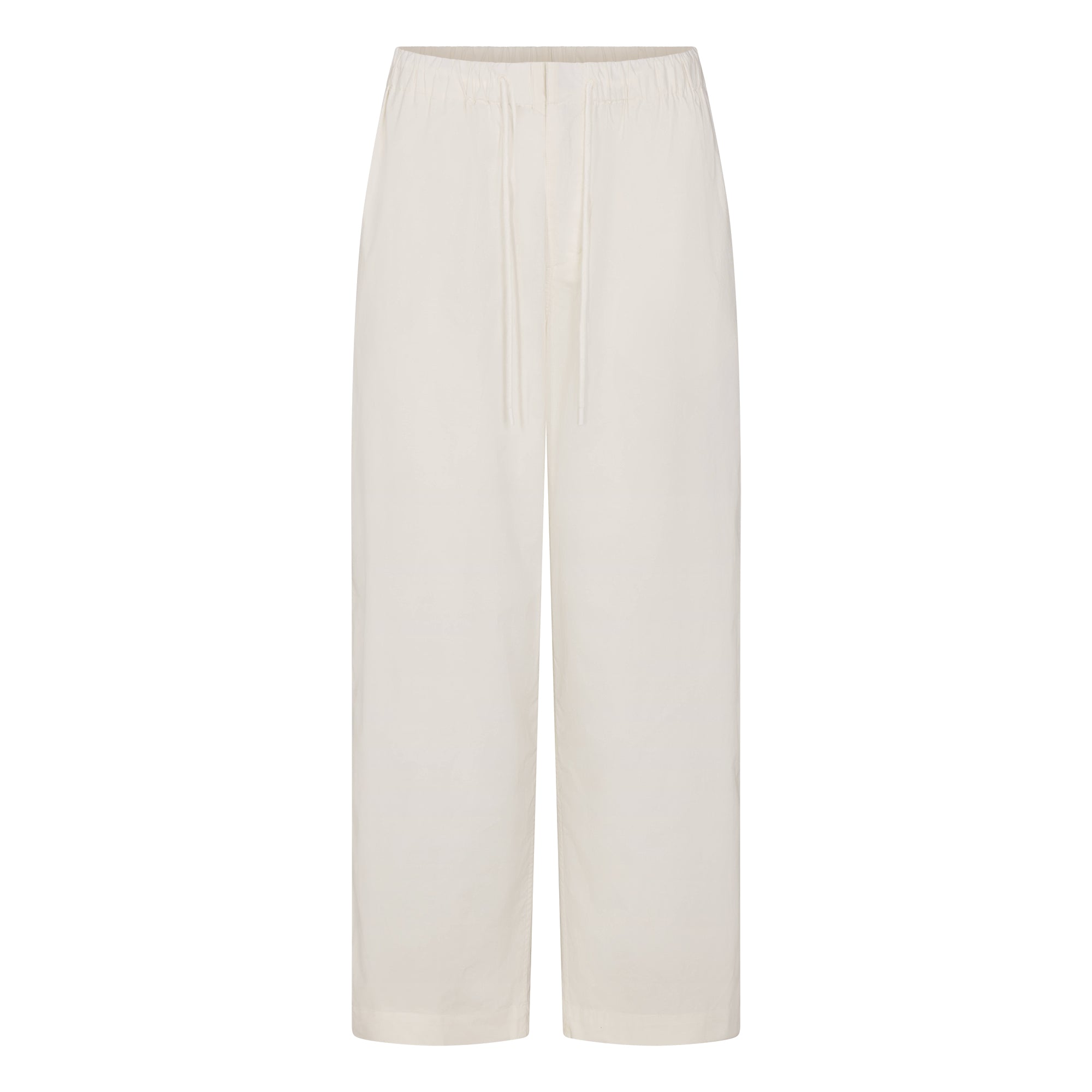 WOVEN COTTON OVERSIZED STRAIGHT LEG PANT | EGRET FLAT ON A WHITE BACKGROUND | FLT