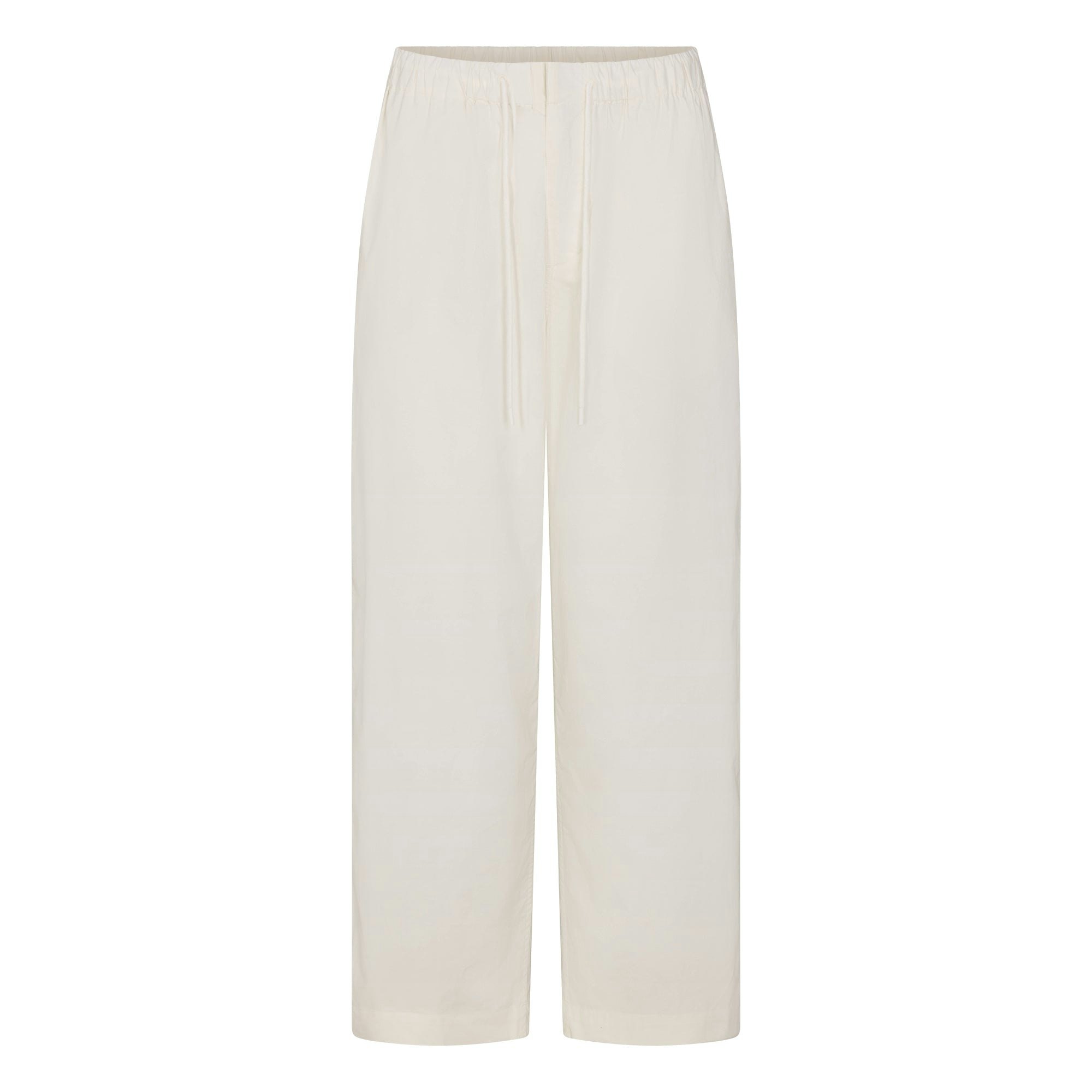 WOVEN COTTON OVERSIZED STRAIGHT LEG PANT | EGRET FLAT ON A WHITE BACKGROUND | FLT