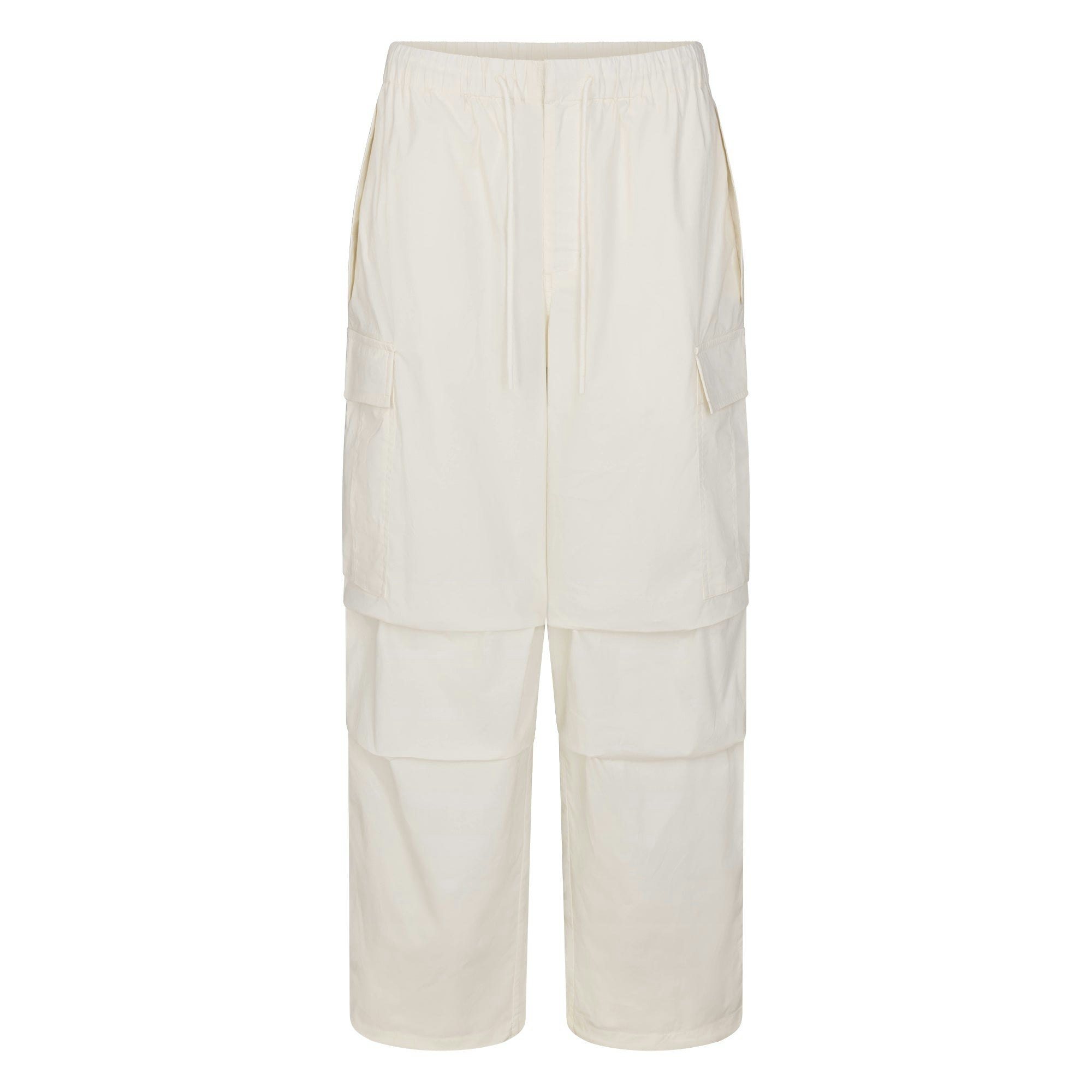 WOVEN COTTON OVERSIZED LOW RISE CARGO PANT | EGRET FLAT ON A WHITE BACKGROUND | FLT