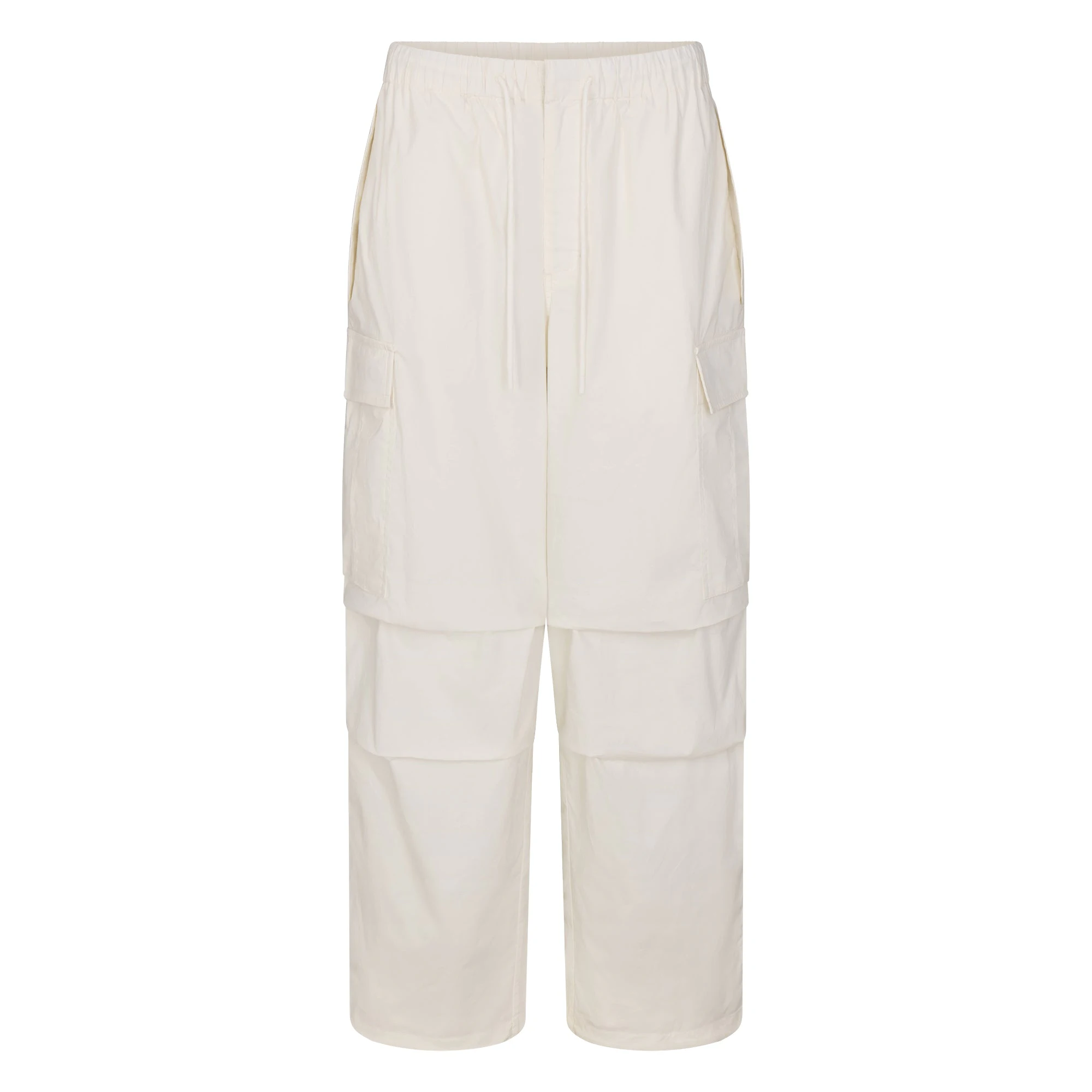 WOVEN COTTON OVERSIZED LOW RISE CARGO PANT | EGRET FLAT ON A WHITE BACKGROUND | FLT
