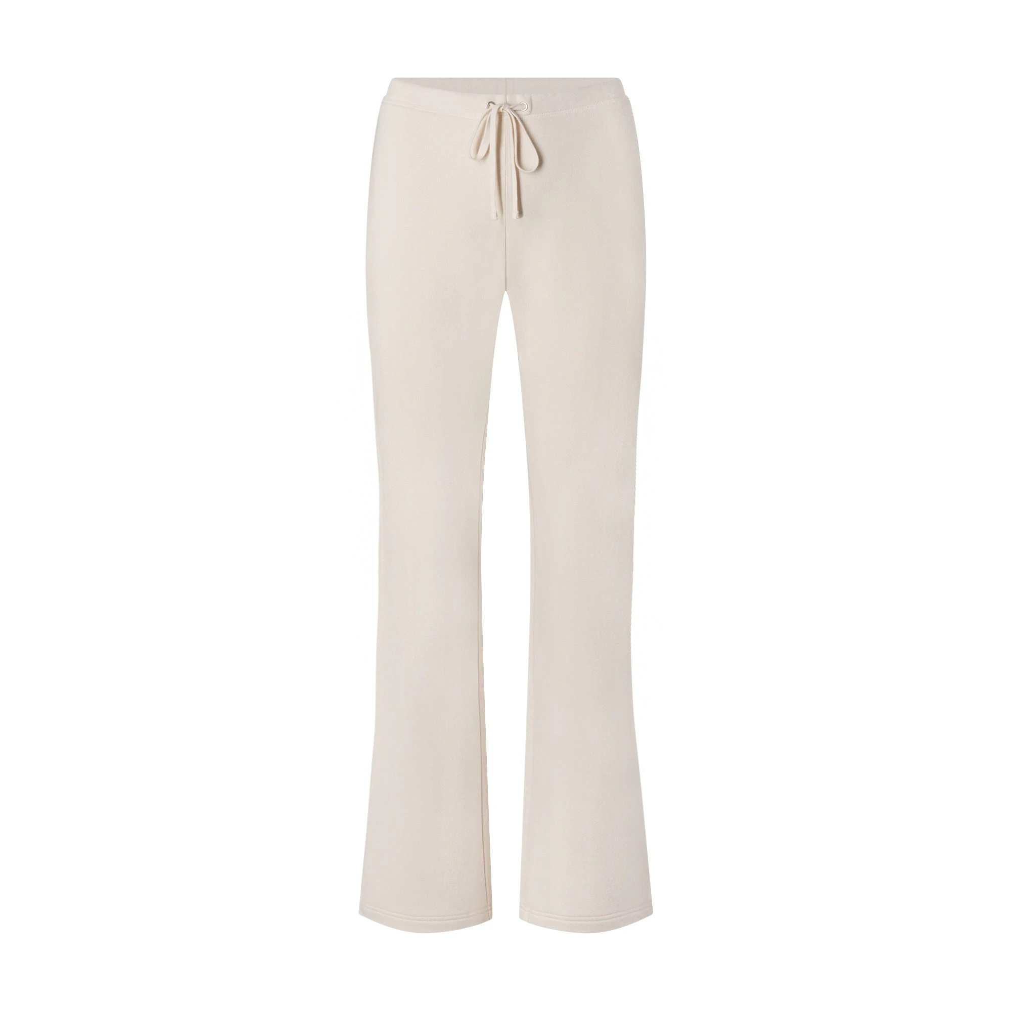 DRAPEY FRENCH TERRY STRAIGHT LEG PANT | BUFF FLAT ON A WHITE BACKGROUND | FLT