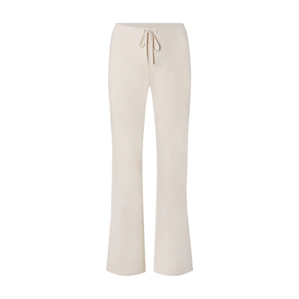 DRAPEY FRENCH TERRY STRAIGHT LEG PANT | BUFF FLAT ON A WHITE BACKGROUND | FLT