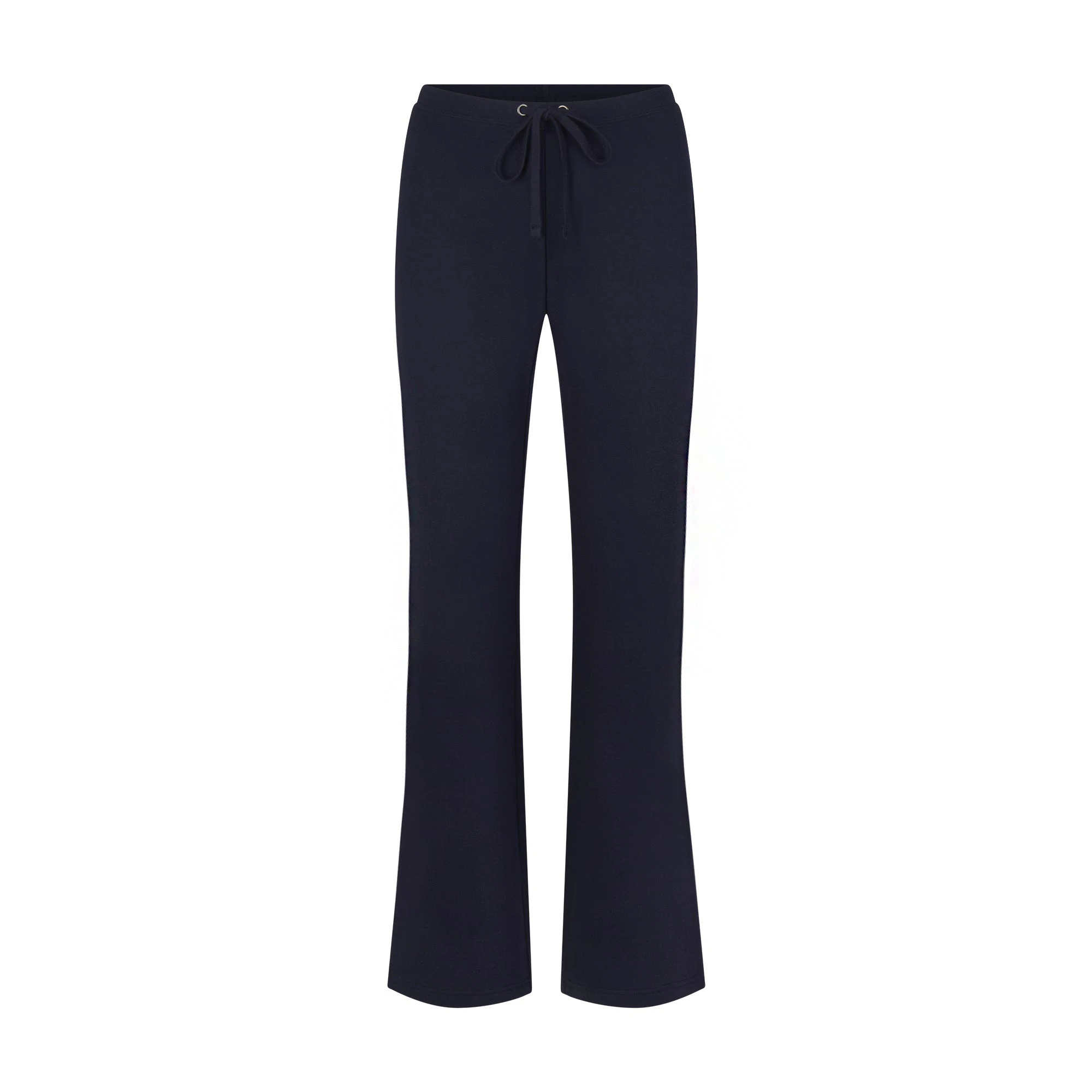 DRAPEY FRENCH TERRY STRAIGHT LEG PANT | NAVY FLAT ON A WHITE BACKGROUND | FLT