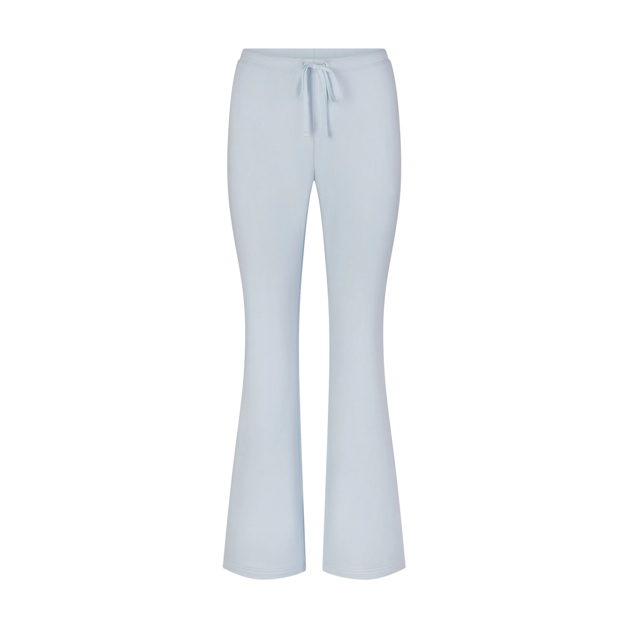 DRAPEY FRENCH TERRY STRAIGHT LEG PANT | POWDER BLUE FLAT ON A WHITE BACKGROUND | FLT