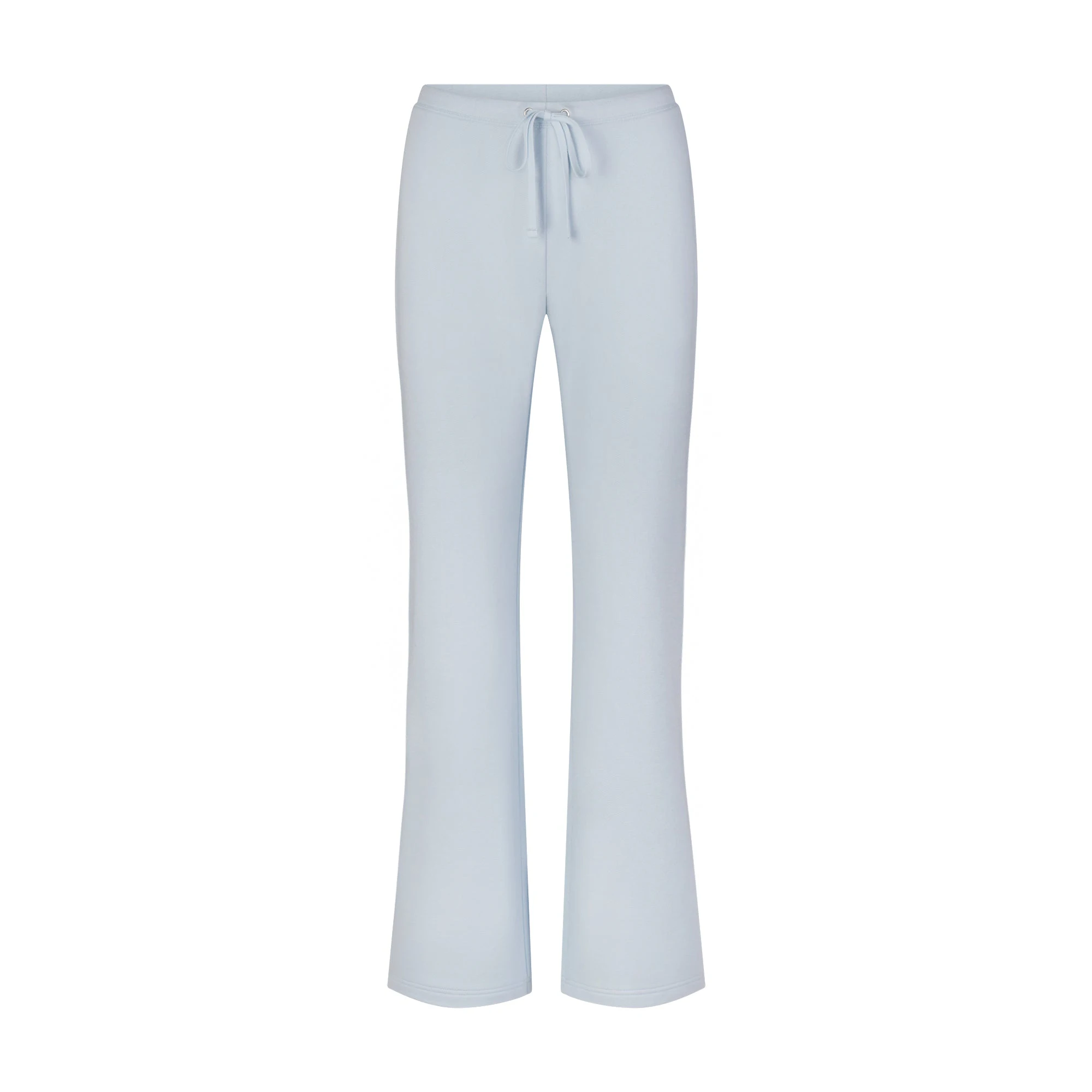 DRAPEY FRENCH TERRY STRAIGHT LEG PANT | POWDER BLUE FLAT ON A WHITE BACKGROUND | FLT