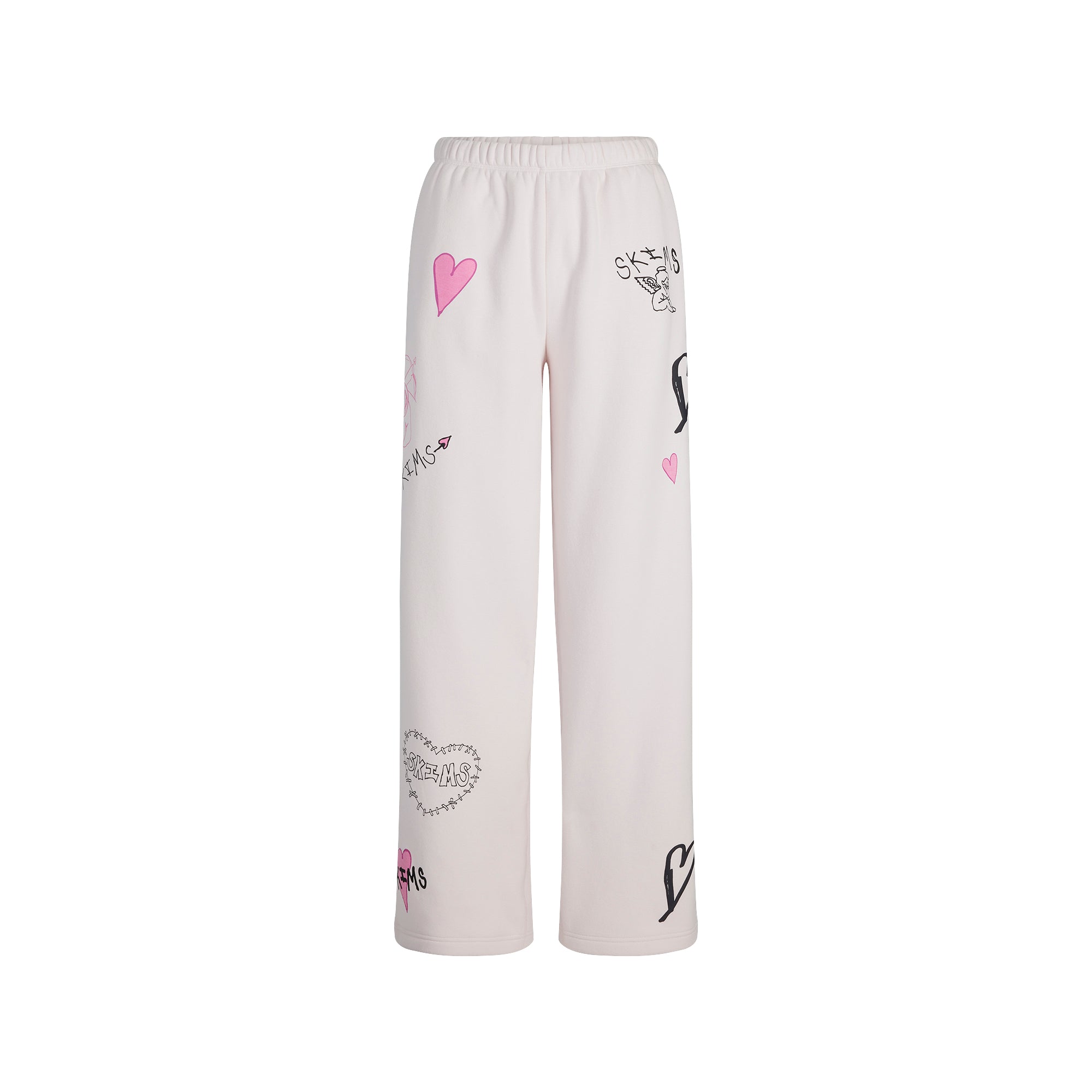 COTTON FLEECE CLASSIC STRAIGHT LEG PANT | BARELY PINK ANGEL SKETCH FLAT ON A WHITE BACKGROUND | FLT
