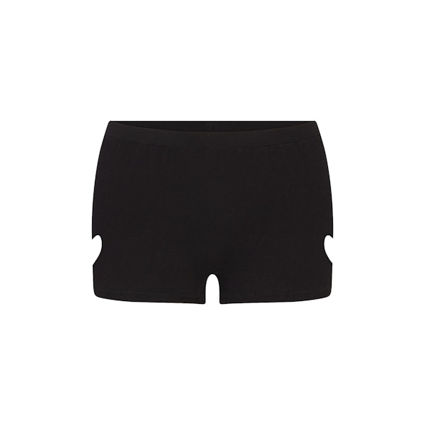 WORN IN JERSEY HEART MICRO SHORT | WASHED ONYX FLAT ON A WHITE BACKGROUND | FLT