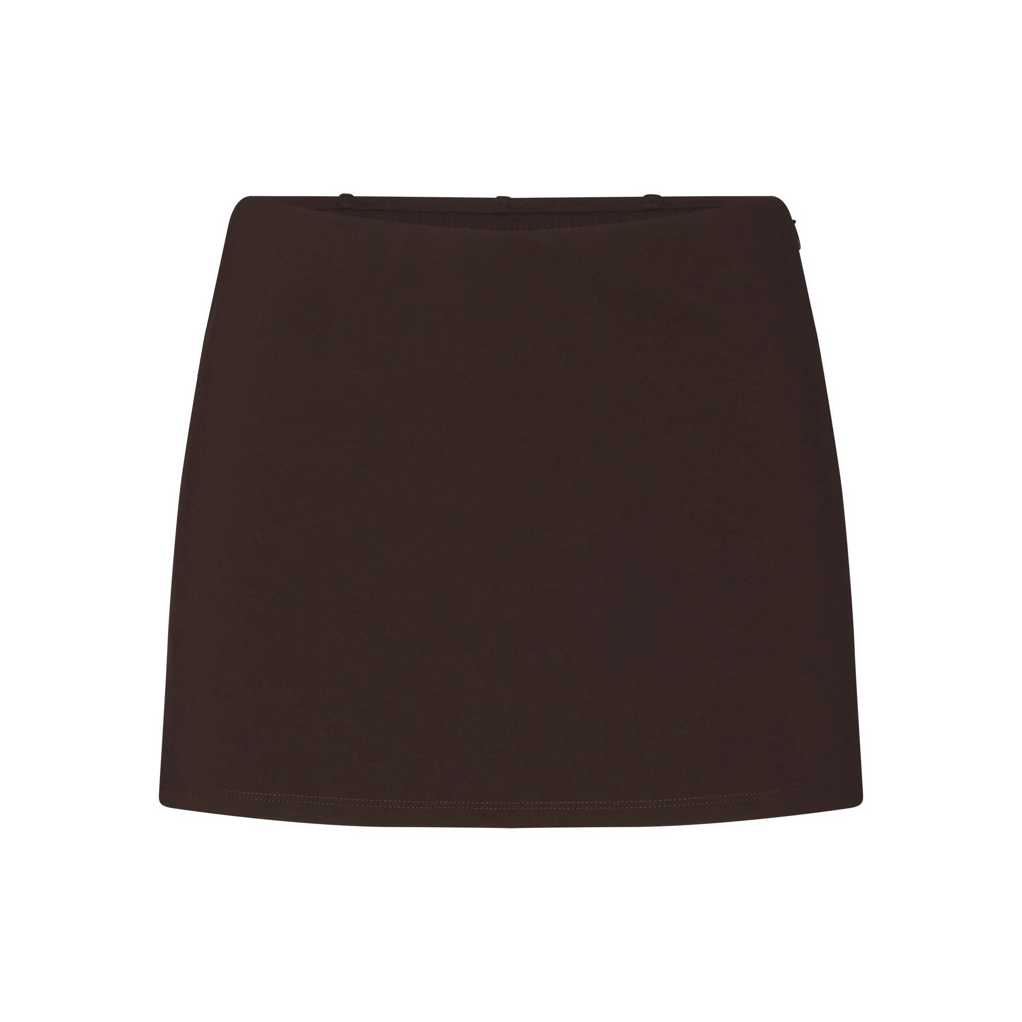 THE ESSENTIAL COLLECTION MINI SKORT | ESPRESSO FLAT ON A WHITE BACKGROUND | FLT