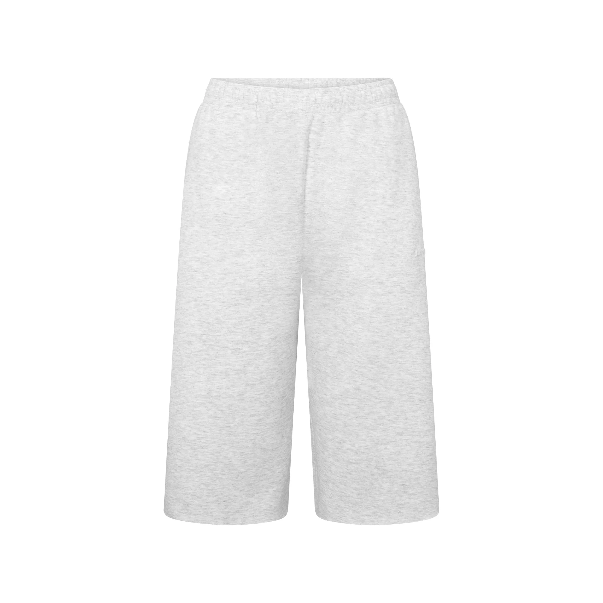 COTTON FLEECE LONG SHORT | LIGHT HEATHER GREY FLAT ON A WHITE BACKGROUND | FLT
