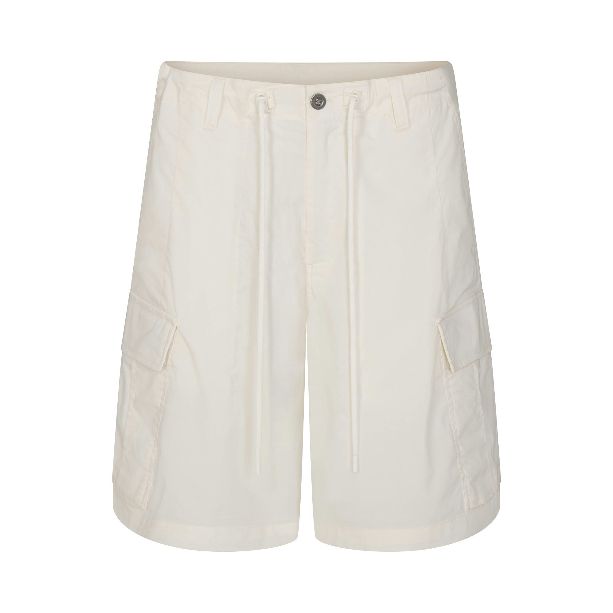 WOVEN COTTON OVERSIZED CARGO SHORT | EGRET FLAT ON A WHITE BACKGROUND | FLT
